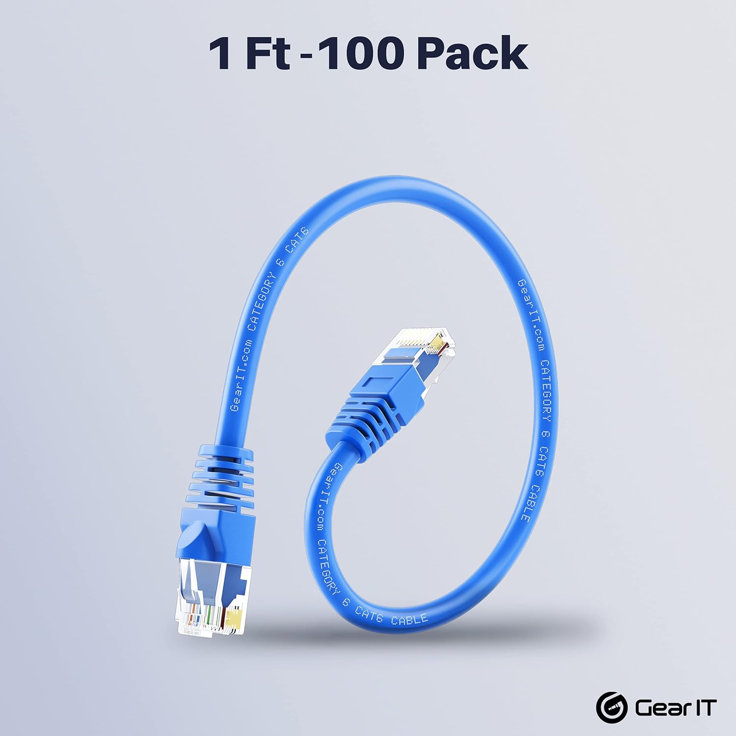 GearIT Cat 6 Ethernet Cable 1 ft (100-Pack) - Cat6 Patch Cable, Cat 6 Patch Cable, Cat6 Cable, Cat 6 Cable, Cat6 Ethernet Cable, Network Cable, Internet Cable - Blue 1 Foot