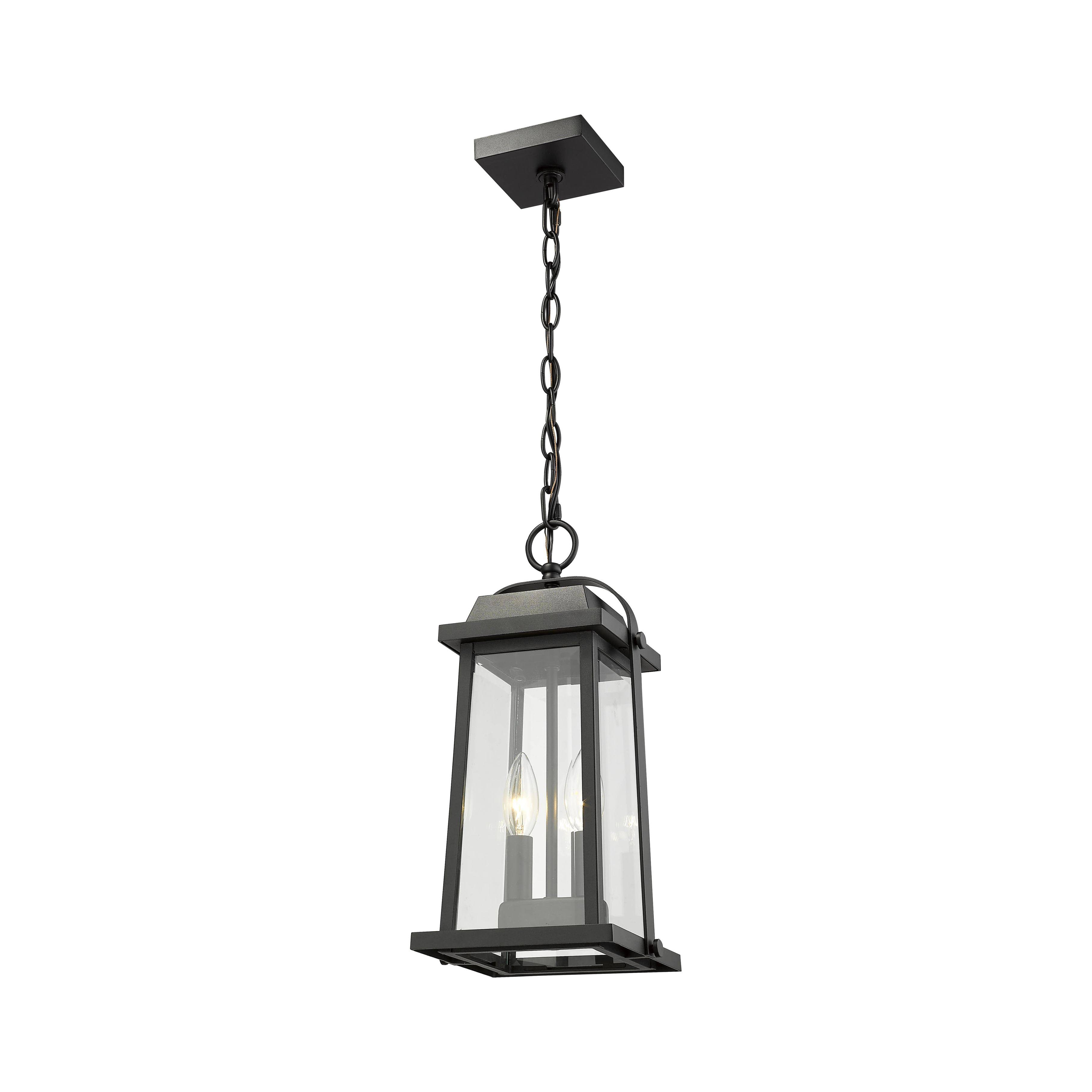 Z-Lite 574CHM-BK Millworks 2 Light Outdoor Chain Mount Ceiling Fixture in Black