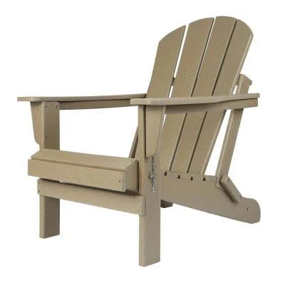 Westin Outdoor 2001262 Outdoor Folding Plastic Adirondack Chair Weathered Wood