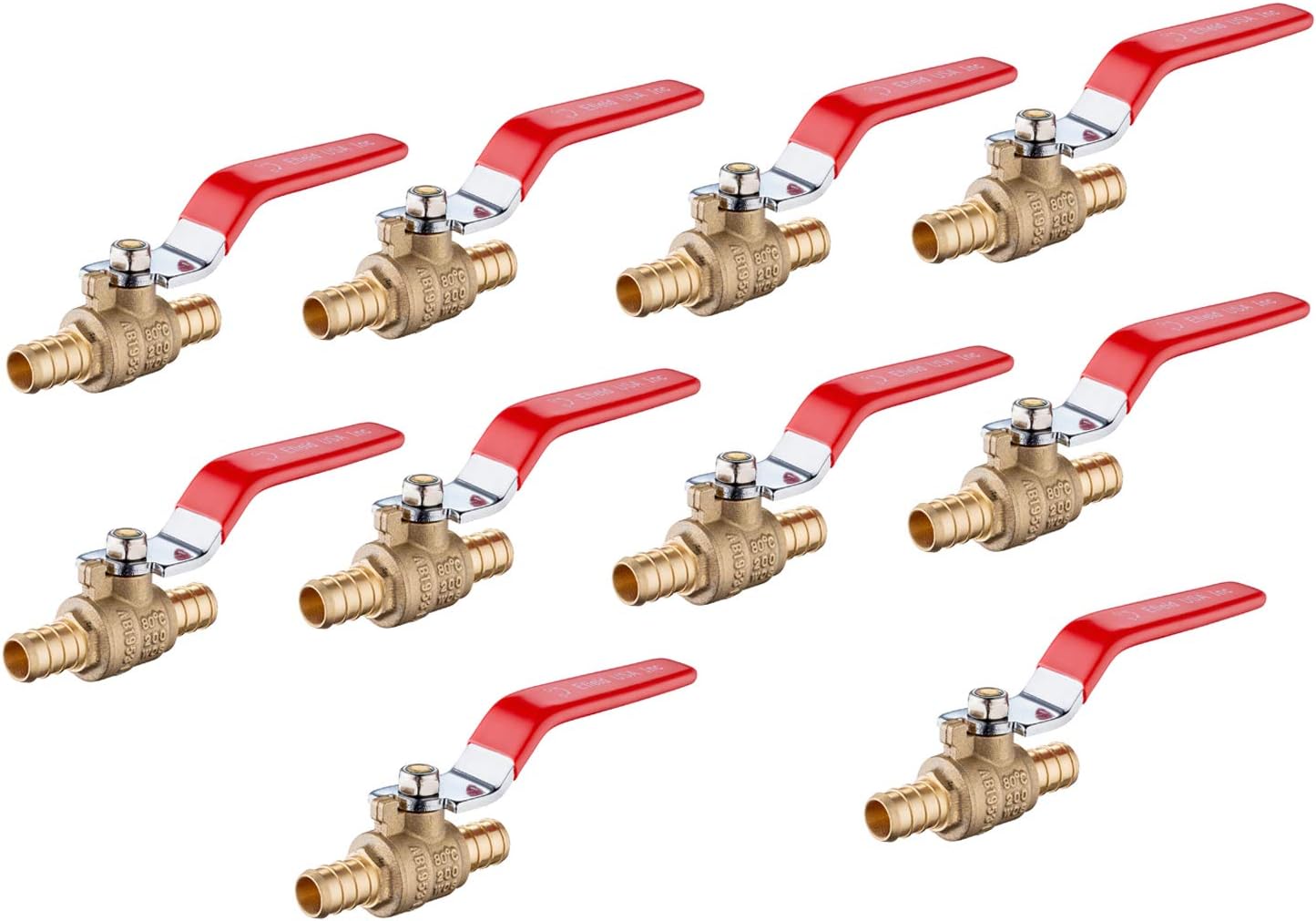 (Pack of 10) EFIELD 3/4 Inch Pex Brass Full Port Shut-off Ball Valve, Lead Free Brass UPC Certified Pack of 2