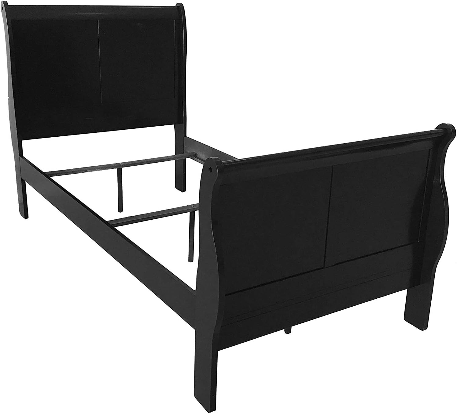 BOWERY HILL Full Size Sleigh Bed Frame in Black with Headboard and Footboard