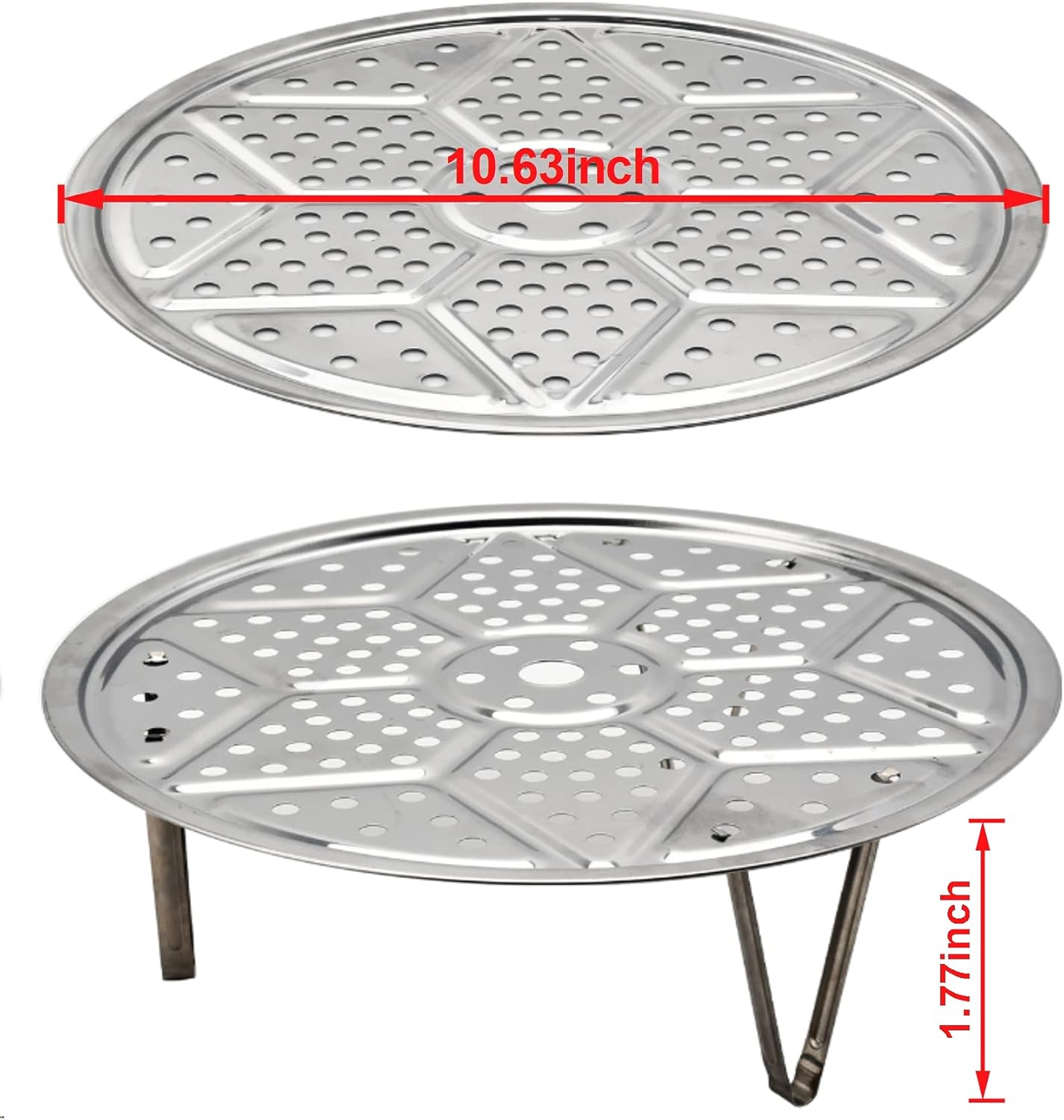 11-Inch Round Stainless Steel Steamer Rack, Pressure Cooker Canner Rack, Insert Stock Pot, Steaming Tray Stand, Cooking Toast Bread Salad, Easy to clean(2 Pack)