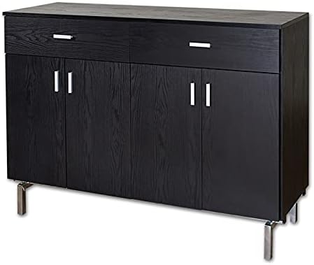 Furniture of America Coloma Wood 2-Drawer Buffet Server in Black and Chrome