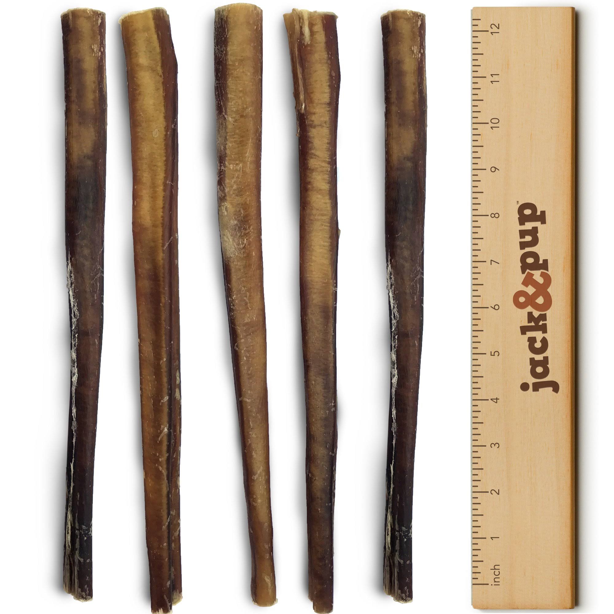 Jacku0026Pup 12-Inch Premium Grade Odor Free Bully Sticks Dog Treats [EXTRA-THICK],