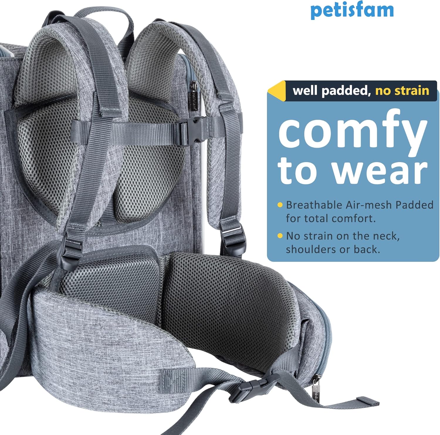 petisfam Cat Backpack Carrier for Medium Cats and Small Dogs. Sturdy, Lightweight, Comfortable to Carry. Comes with Professional Weight Distribution System to Save Energy and Improve Stability