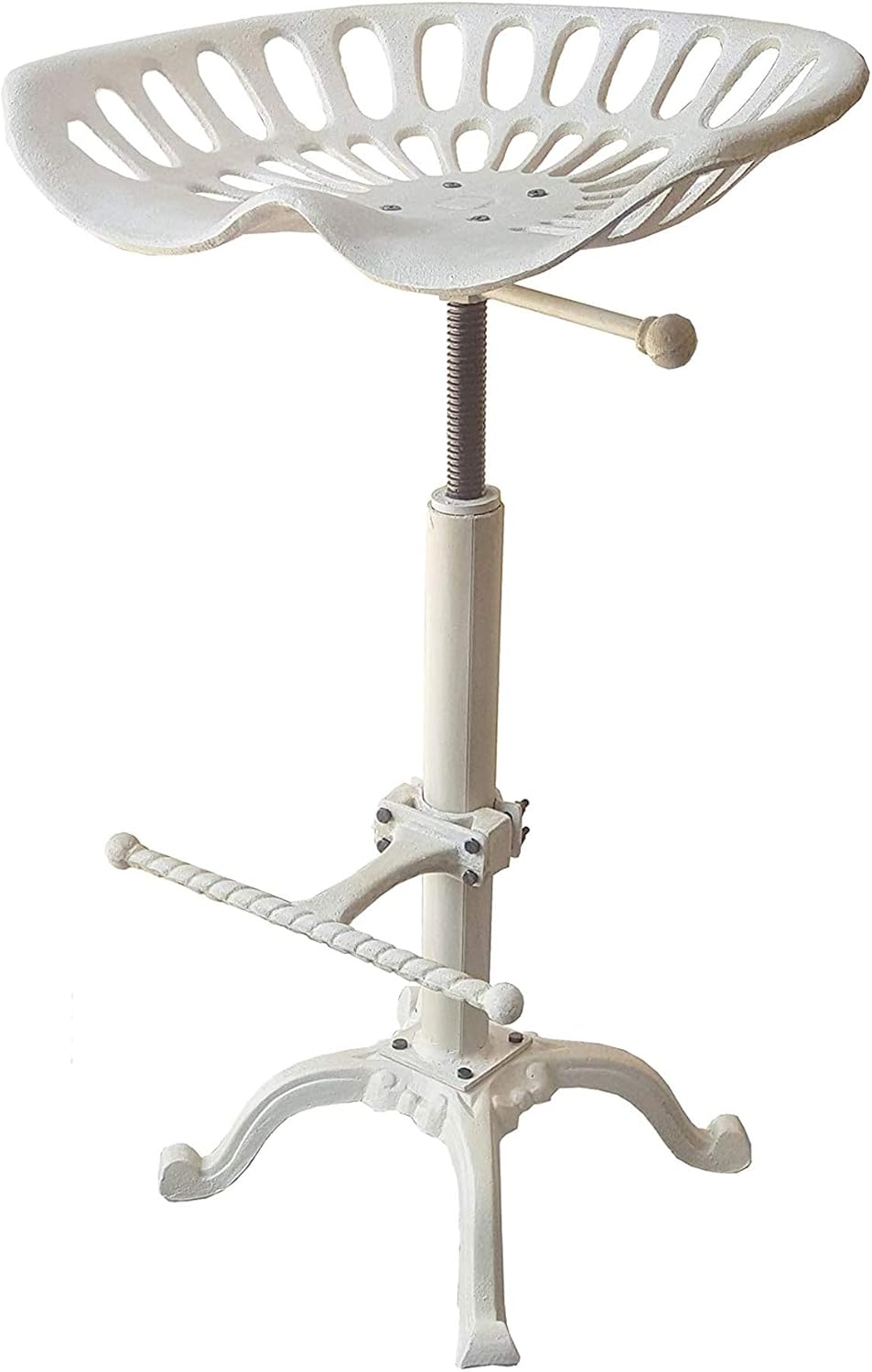 NACH Adjustable Tractor Seat Stool, Cast Iron, Adjustable, Antique White – JS-93800