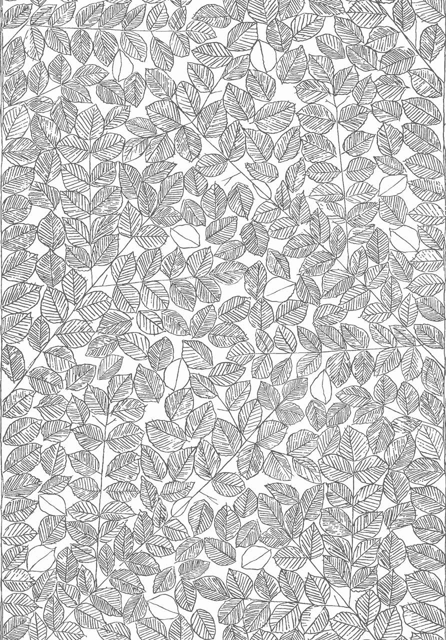 Brewster Home Fashions Scandinavian Designers II Romans Leaf 33& x 21&& Wallpaper Roll, Black