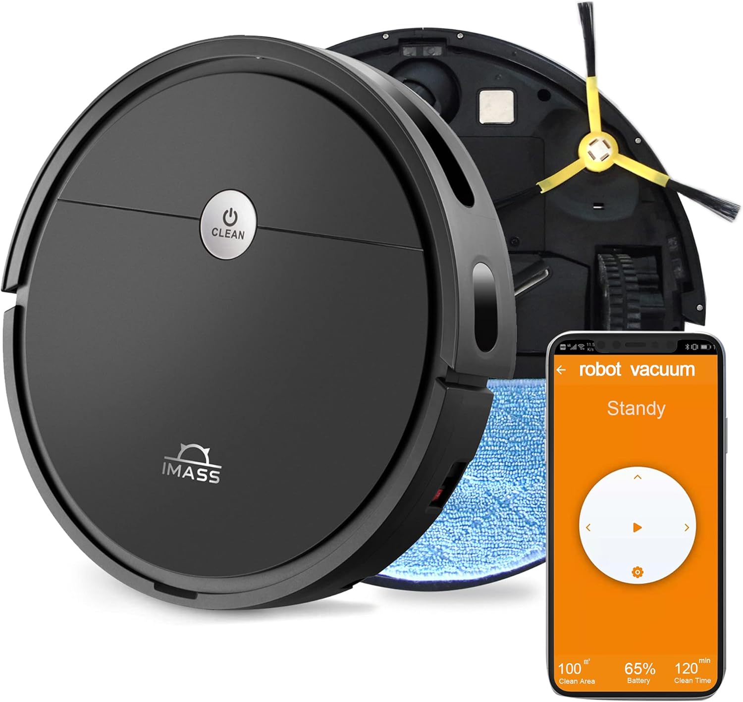 IMASS Robot Vacuum and Mop Combo,Smart Robotic Vacuum,Powerful Suction Sweep Vacuum Robot,3-in-1 Robot Vacuum Cleaner,Alexa,Wi-Fi, APP, Self-charging, Good for Pet Hair, Hard Floor and Low Pile Carpet