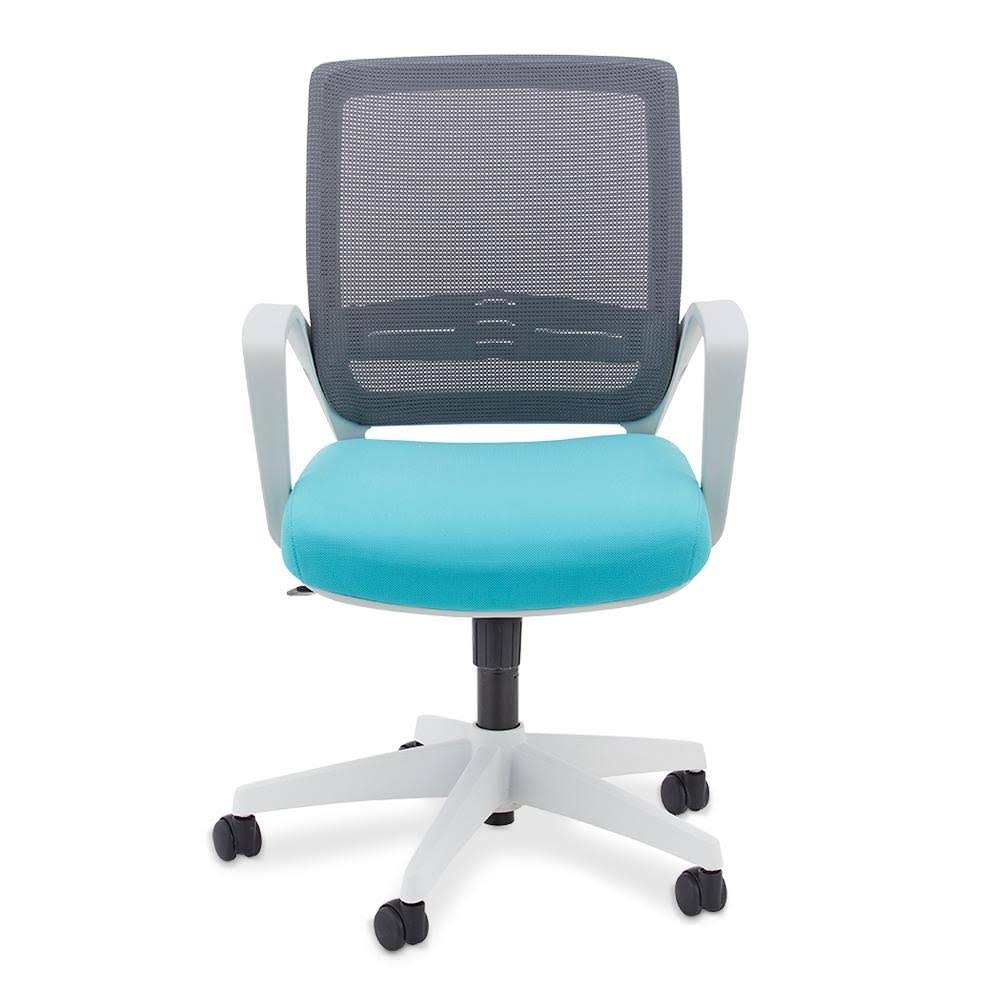 Hubbub Brite Mesh Back Office Chair Gray Mesh Back/Aqua Fabric Seat/White Frame (D00232MF)