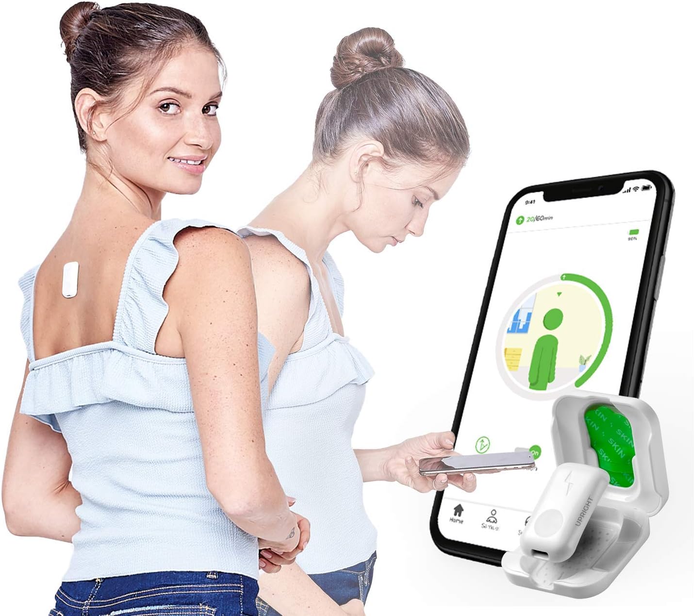 Upright GO 2 Posture Trainer and Corrector for Back Strapless, Discreet and Easy to Use Complete with App and Training Plan Back Health Benefits and Confidence Builder Pack of 2