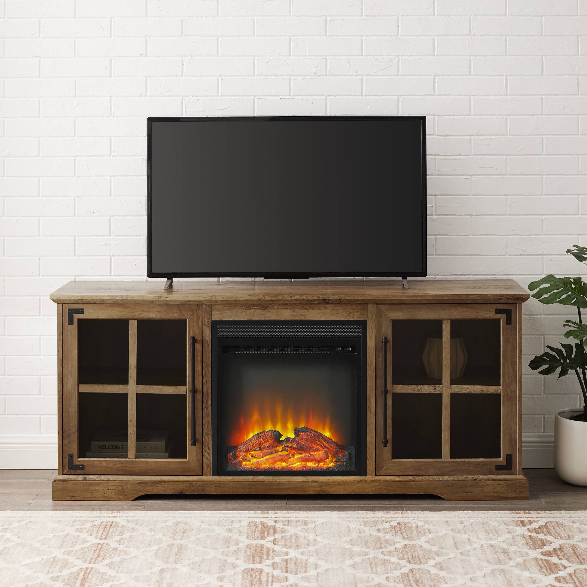 Reclaimed Barnwood Fireplace TV Stand by River Street Designs