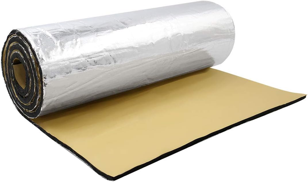 uxcell 236mil/6mm 15sqft Car Auto Hood Floor Tailgate Fen-der Heat Sound Deadener Underlay Underfelt Liner Mat Pad 55