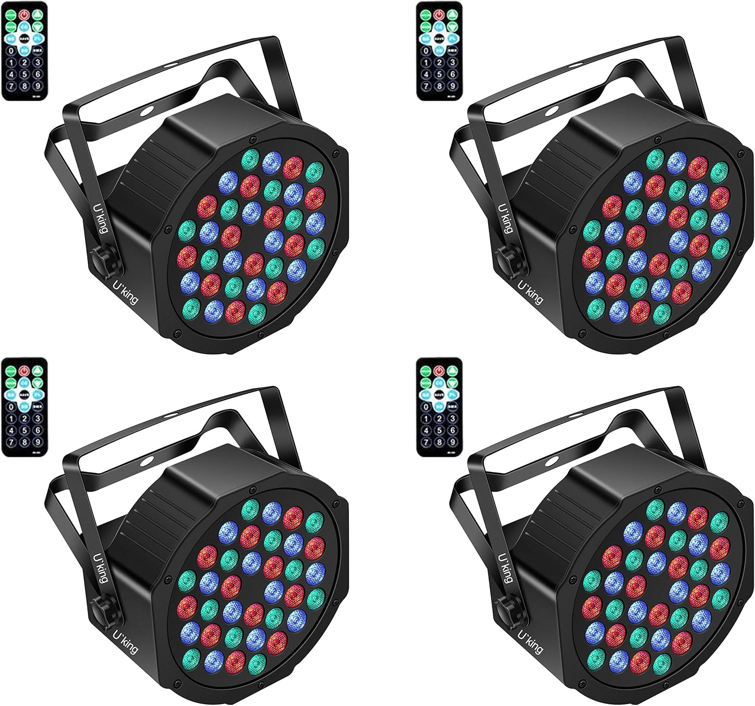 U`King Stage Lights 36 LED Par Lights Indoor for Party Disco Wedding With Remote and DMX Control Sound Activated RGB Party Lights (4 Pack)