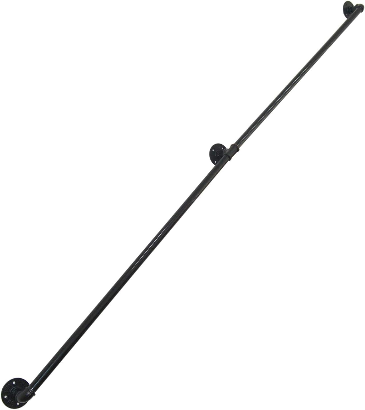 DIYHD 10FT Wall Mount Pipe Handrail for Stairs,Industrial Rustic Black Indoor Deck Hand Rail Pack of 2