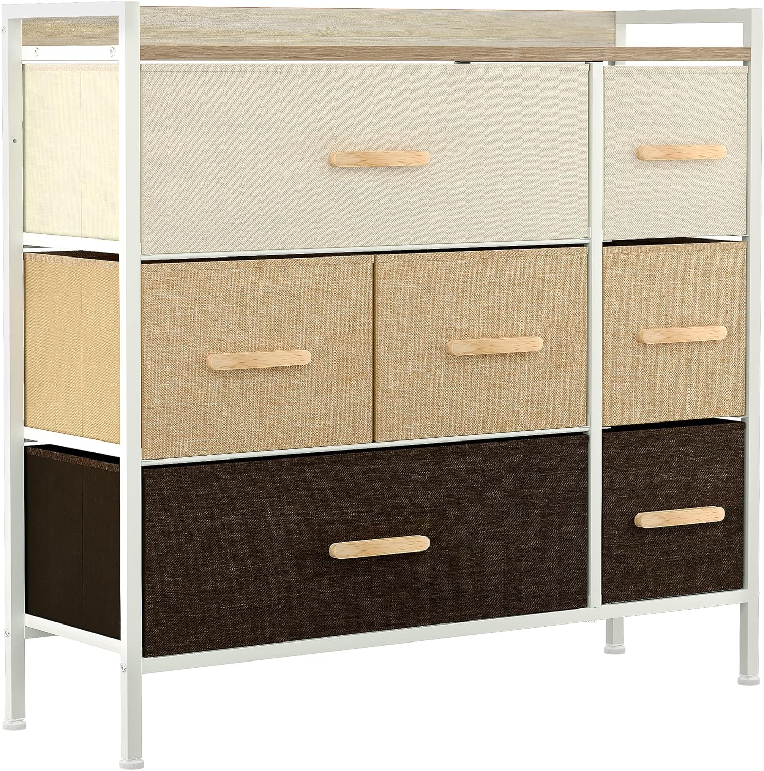 YITAHOME 7 Drawer Dresser - Fabric Storage Tower, Organizer Unit for Bedroom, Living Room, Hallway, Closets & Nursery - Sturdy Steel Frame, Wooden Top & Easy Pull Fabric Bins (Black/Grey)