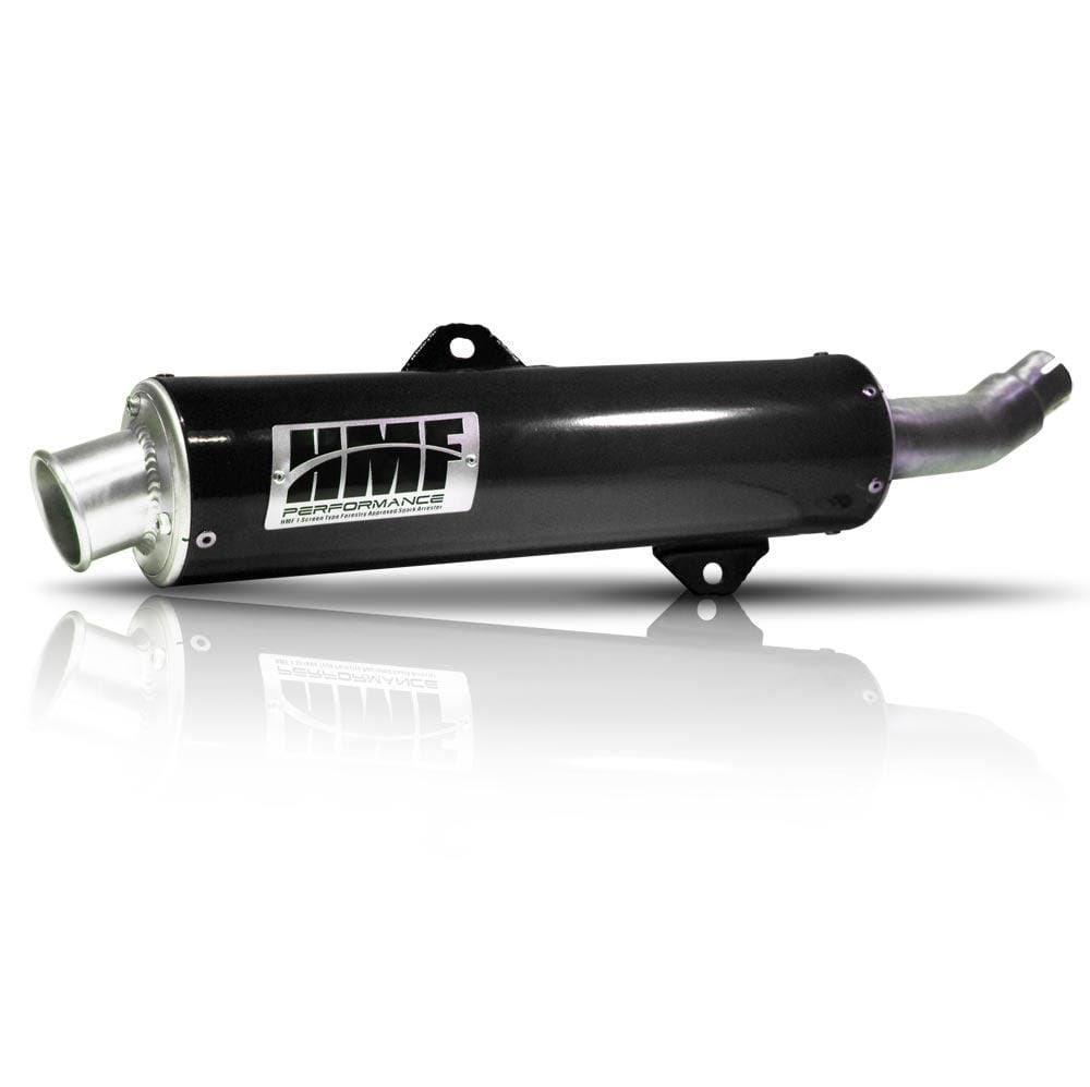 HMF Racing Gray Performance Slip on Exhaust for Suzuki-Arctic Cat-Kawasaki Ltz-Dvx-Kfx-400 03-14 End Cap- Turn-Down-Black