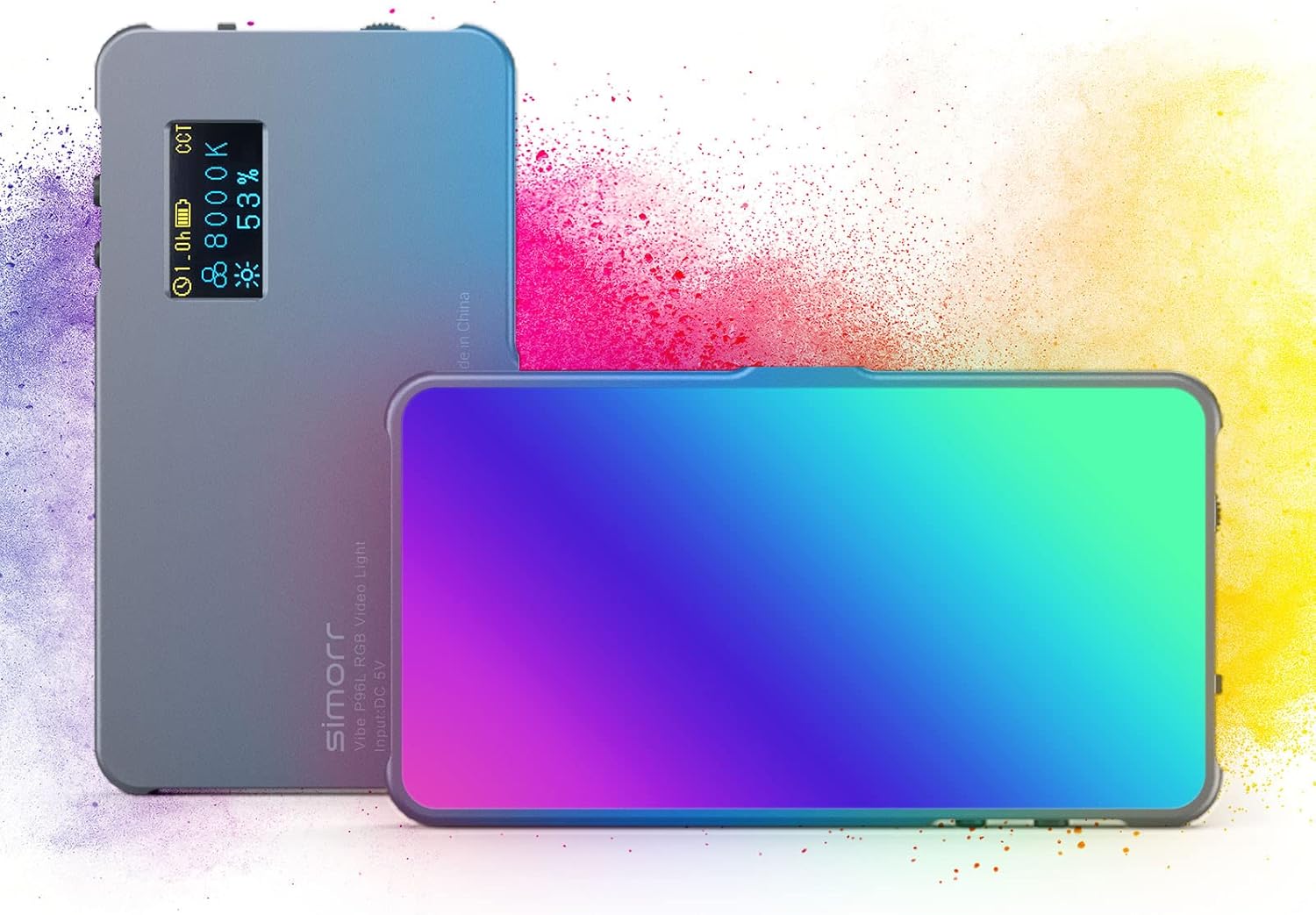 simorr P96L RGB Video Light, Portable LED Camera Light Full Color Fill Light CRI 96+ Rechargeable LED DSLR Lighting with Aluminum Alloy for Photography, Video Conference, YouTube, TikTok-3489 Pack of 2