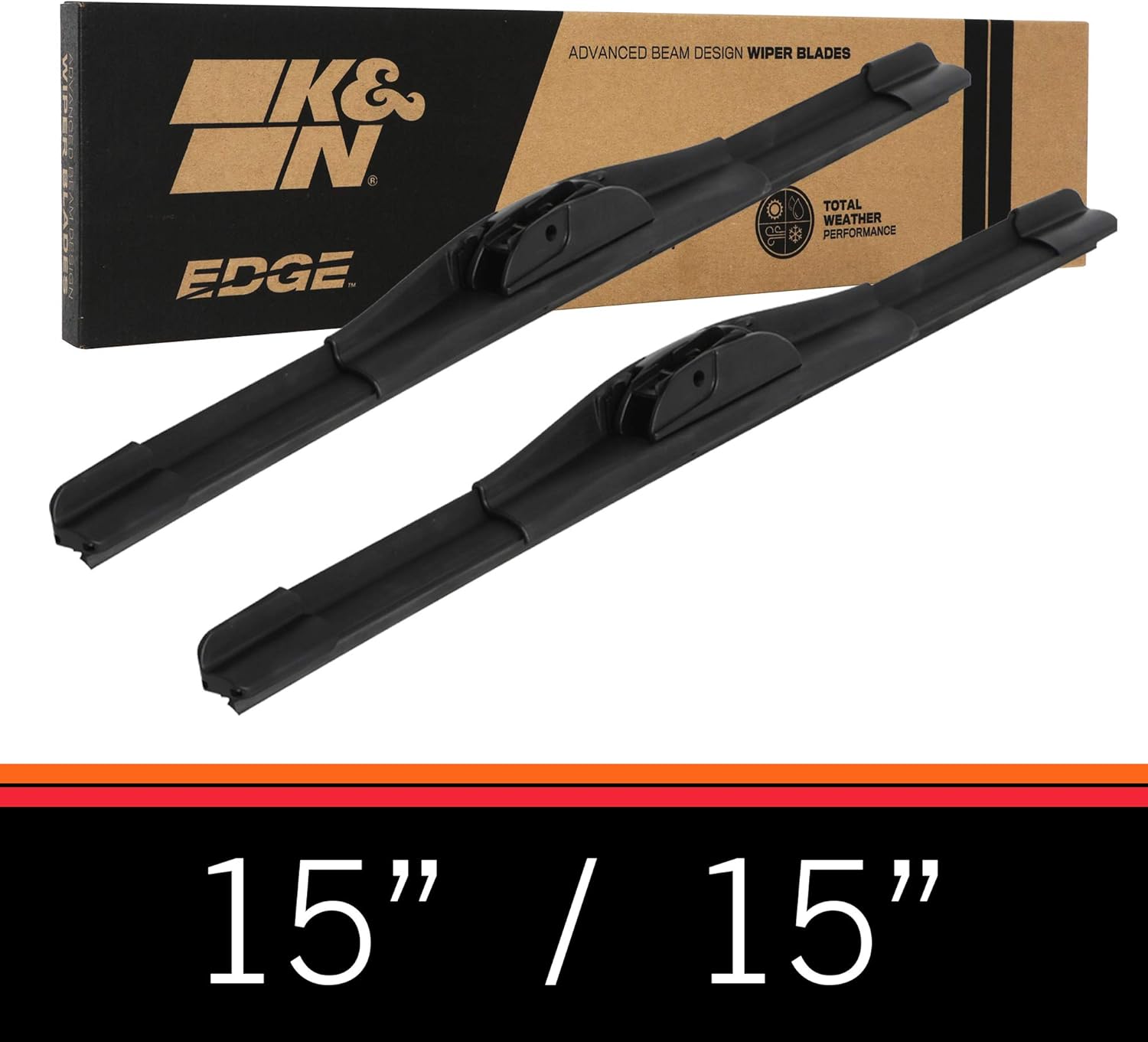 K&N EDGE Wiper Blades: All Weather Performance, Superior Windshield Contact, Streak-Free Wipe Technology: 15