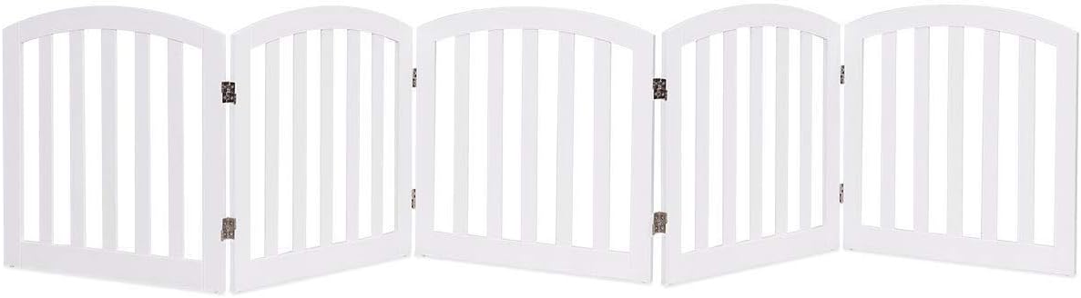 Giantex 24'' Dog Gate with Arched Top Configurable Free Standing Wooden Gate with Foldable Panels and Sturdy Metal Hinges Pet Dog Safety Fence for Indoor Use Pack of 2