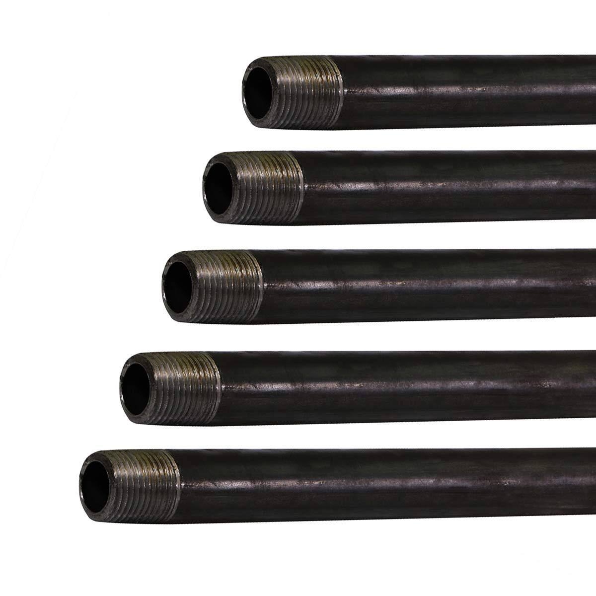Everflow PCBL3472-5 Pre Cut Industrial Steel PIPE, Three Quarter inch Threaded Black Pipe Nipples for DIY Vintage Furniture, 3/4