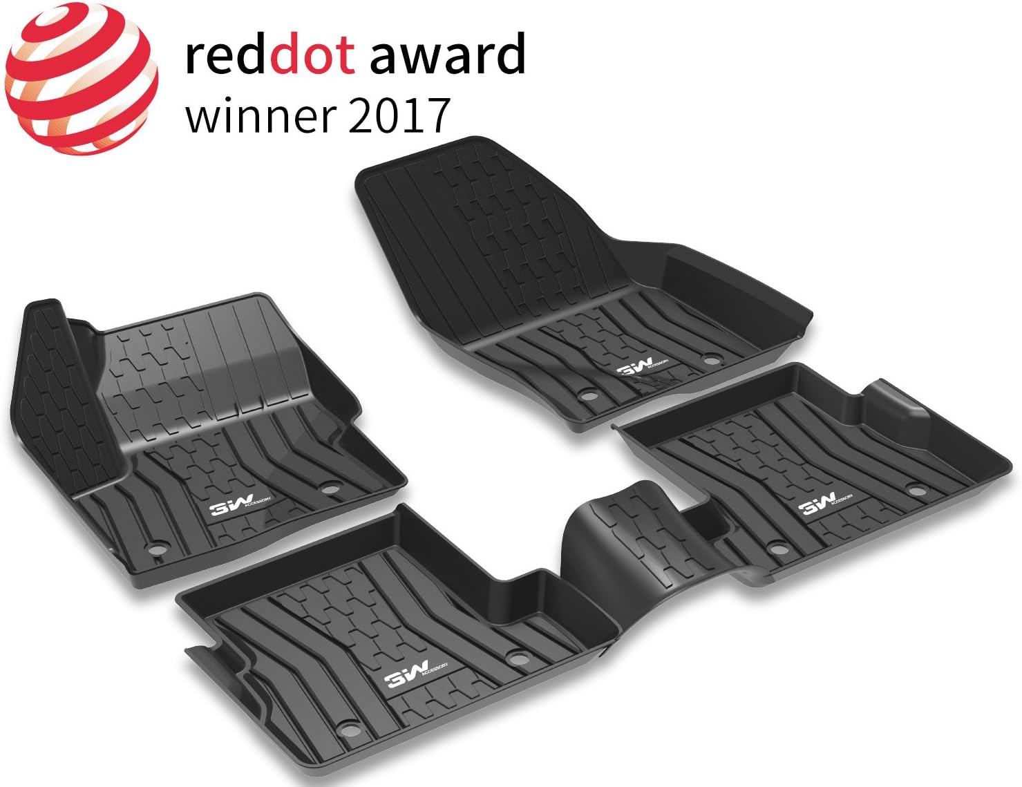 3W Floor Mats Compatible for Lincoln MKC 2015-2019, TPE All Weather Custom Fit Floor Liner for Lincoln MK First and Second Rows Full Set Car Liners Black