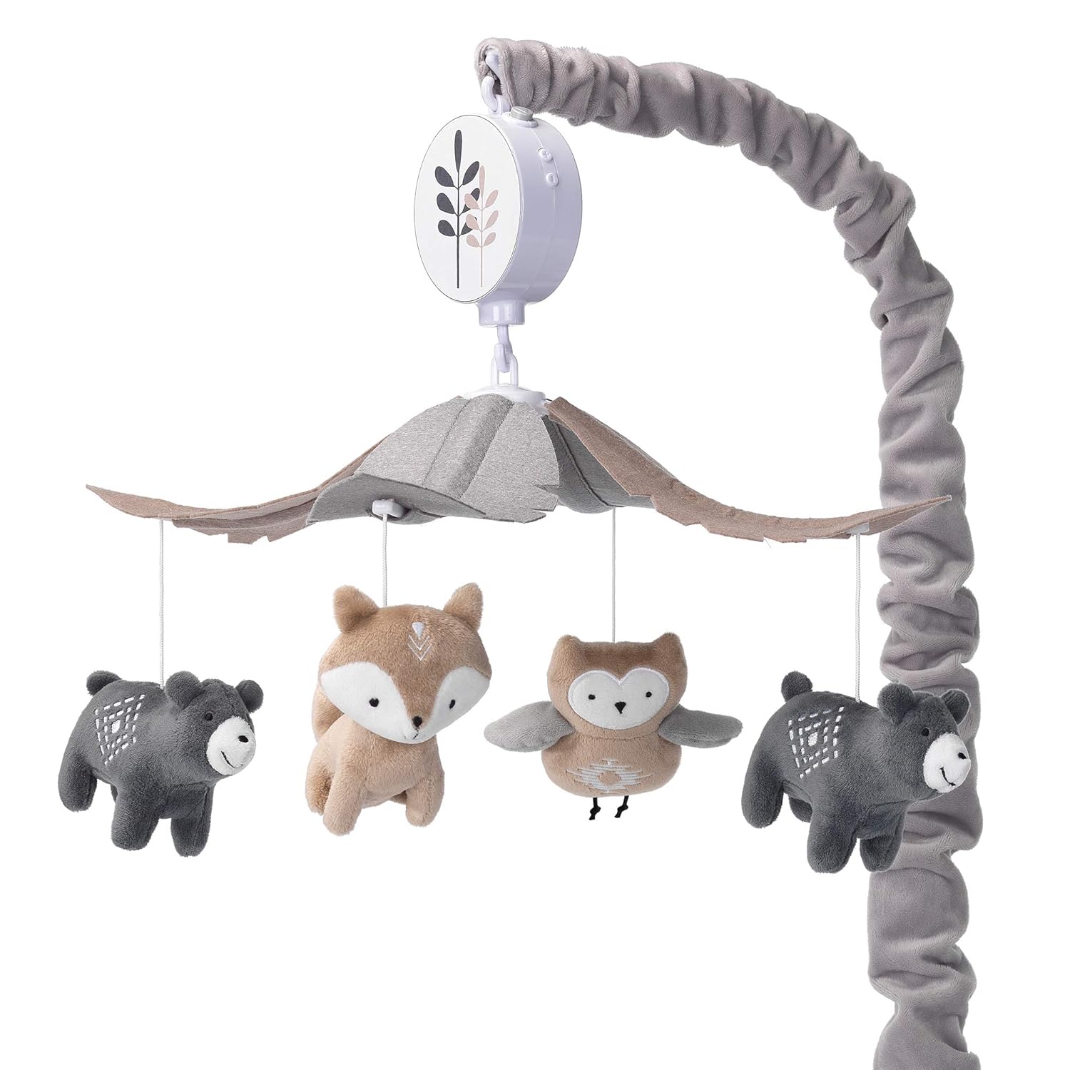 Lambs & Ivy Woodland Forest Gray/Tan Musical Baby Crib Mobile Soother Toy Pack of 2