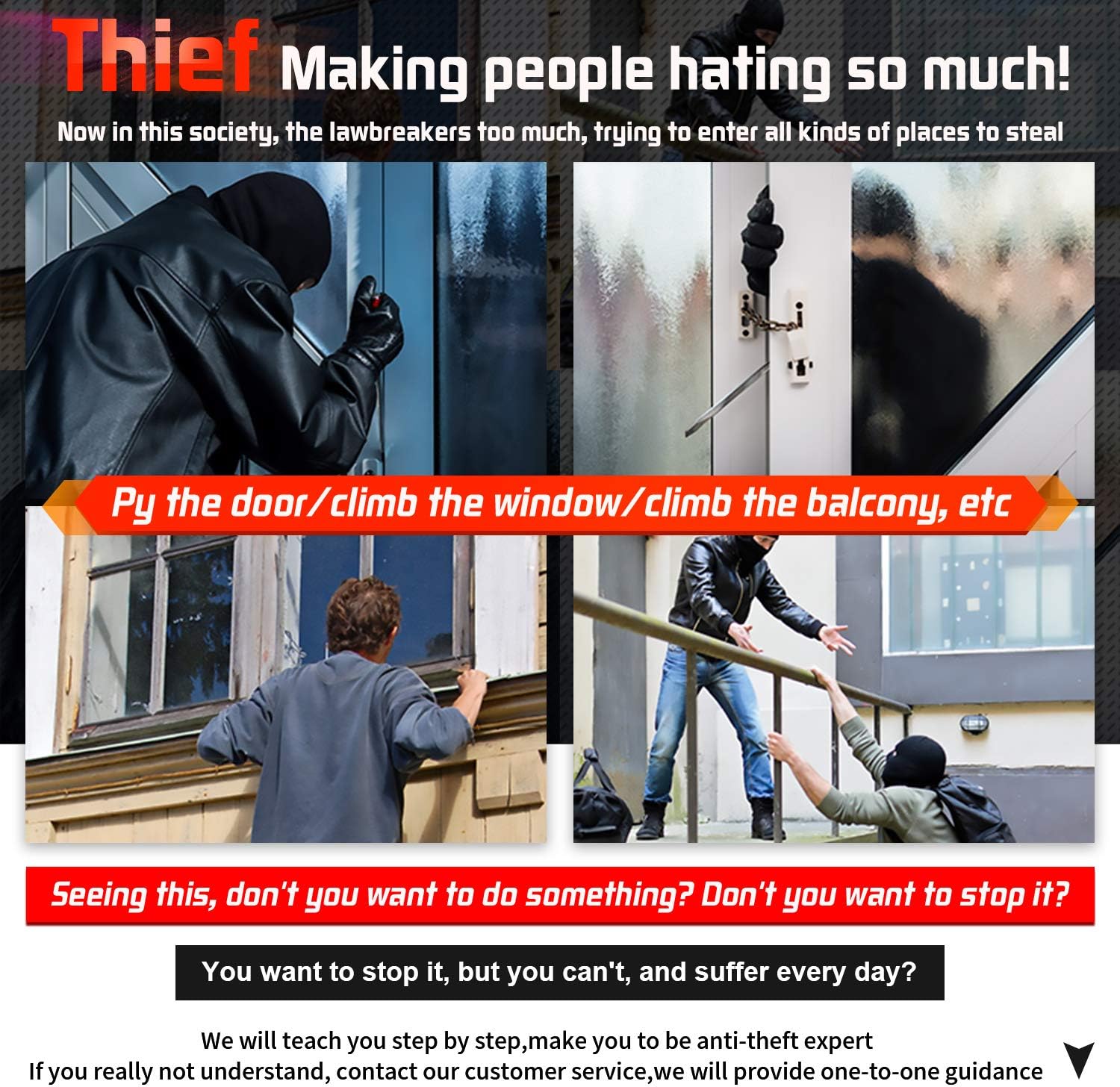 Jlazgj Home Security System Camara de seguridad Home Security kit Alexa Compatible Security System Door Alarm Security Systems for House Wireless Window Alarm sensors(5 Pieces)… Pack of 2