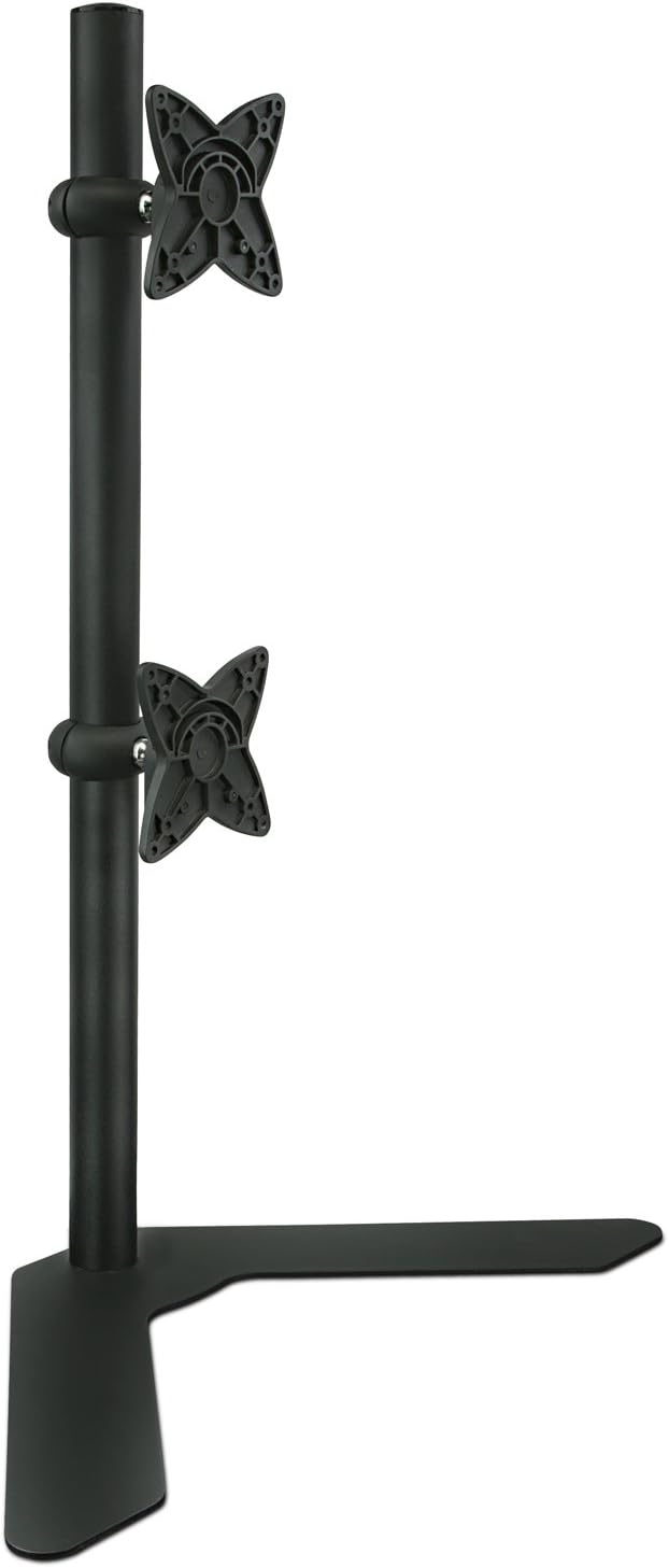 Mount-It! Dual Monitor Stand | Vertical Stack Free Standing Desk Mount | Adjustable Height for Computer Monitor Screens Up To 27 Inches, VESA 75x75 and 100x100, Black (MI-758) Pack of 2