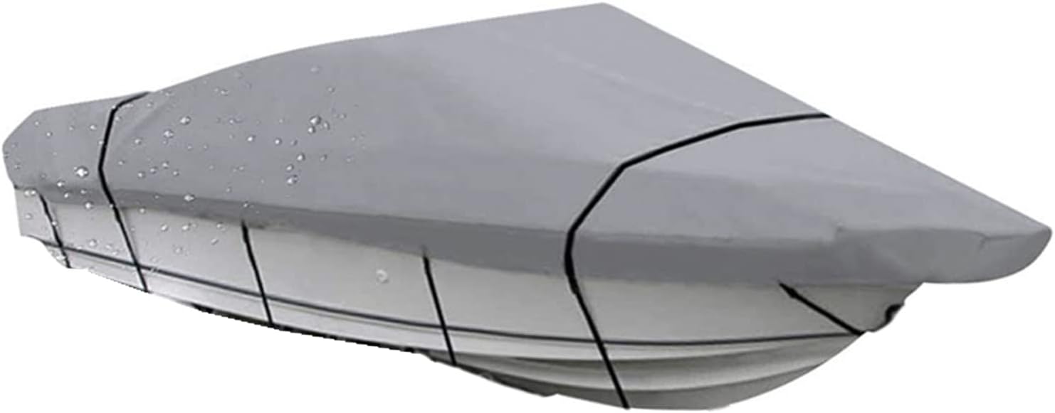 RainMan S Waterproof 20-22Ft 210D Heavy Duty Trailerable Grey Boat Cover Replacement for V-Hull Fishing Boat V-Hull Tri-Hull Runabout Bass Boat Fish Ski Pro-Style Bass Boat Pack of 2