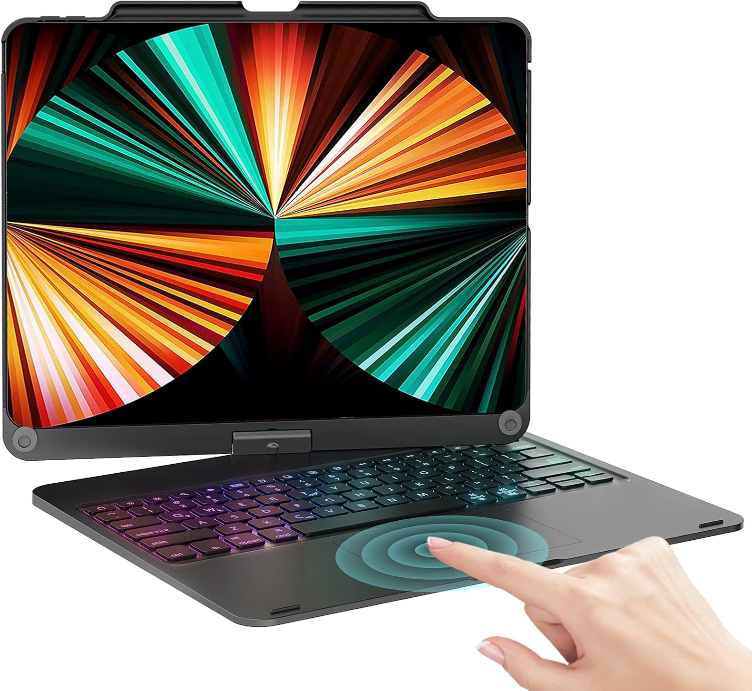 iPad Pro 12.9 2021 Case with Keyboard, Keyboard Case for iPad Pro 12.9 2021 5th Gen/2020 4th Gen/2018 3rd Gen, 360 Rotatable Case with Touchpad-Backlight Keyboard Compatible with Pencil Holder