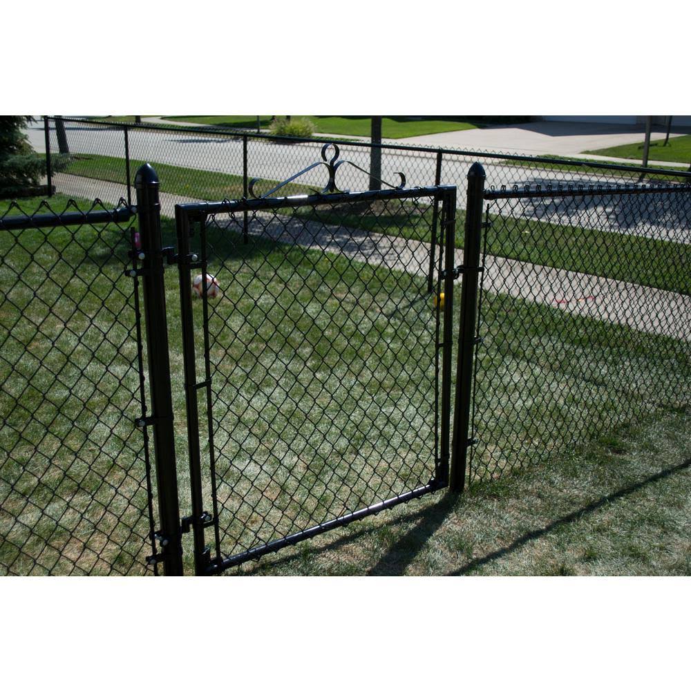 Everbilt 42 in. x 48 in. Chain Link Fence Metal Gate - Black
