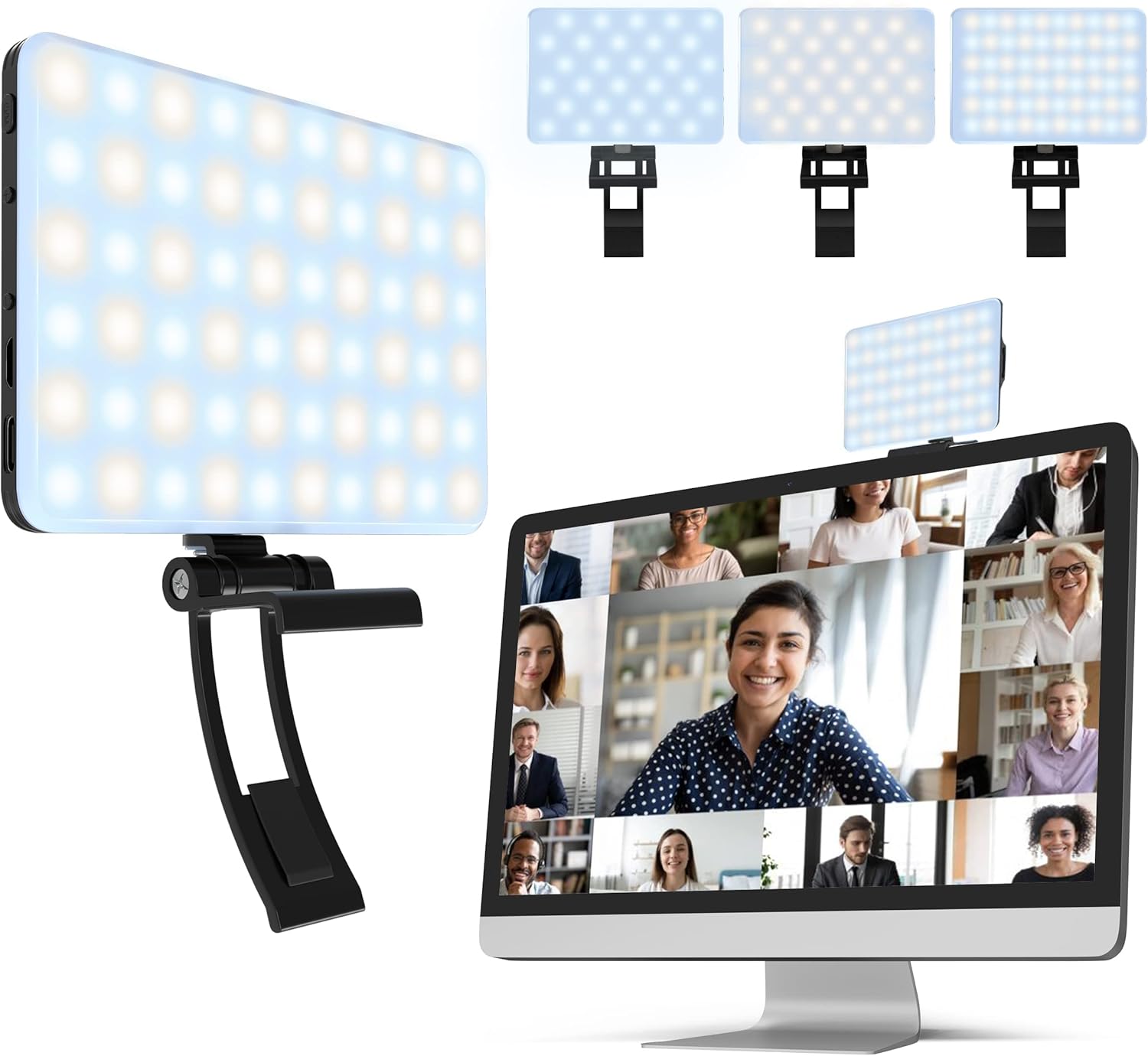 HumanCentric Video Conference Lighting Kit, Camera Light for Zoom Meetings, Streaming Video Face Light, Easy Setup for Remote Work, Computer Monitor or Laptop Light for Video Conferencing Pack of 2