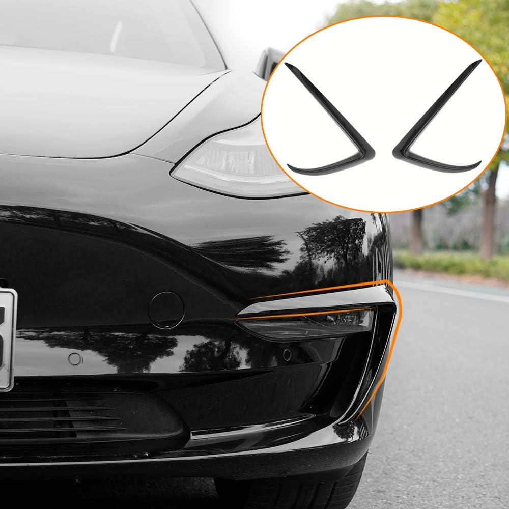 Fit Tesla Model 3 Fog Light Trim Cover Front Fog Light Eyebrow Spoiler For Tesla Model 3 Accessories (Matte Black) Pack of 2