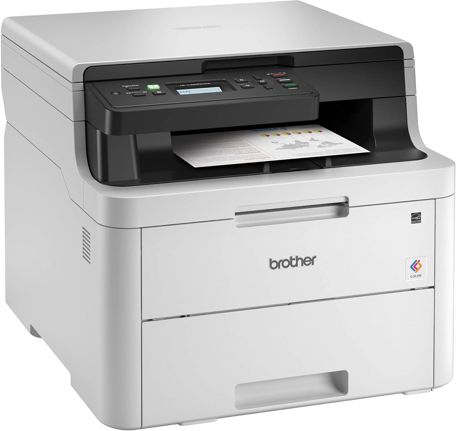 Brother HL-L3290CDW Compact Digital LED Color All-in-One Printer for Home Office with Convenient Flatbed Copy & Scan, Plus Wireless Duplex Printing, 25 ppm, 600x2400 dpi - BROAGE 6 Feet Printer Cable