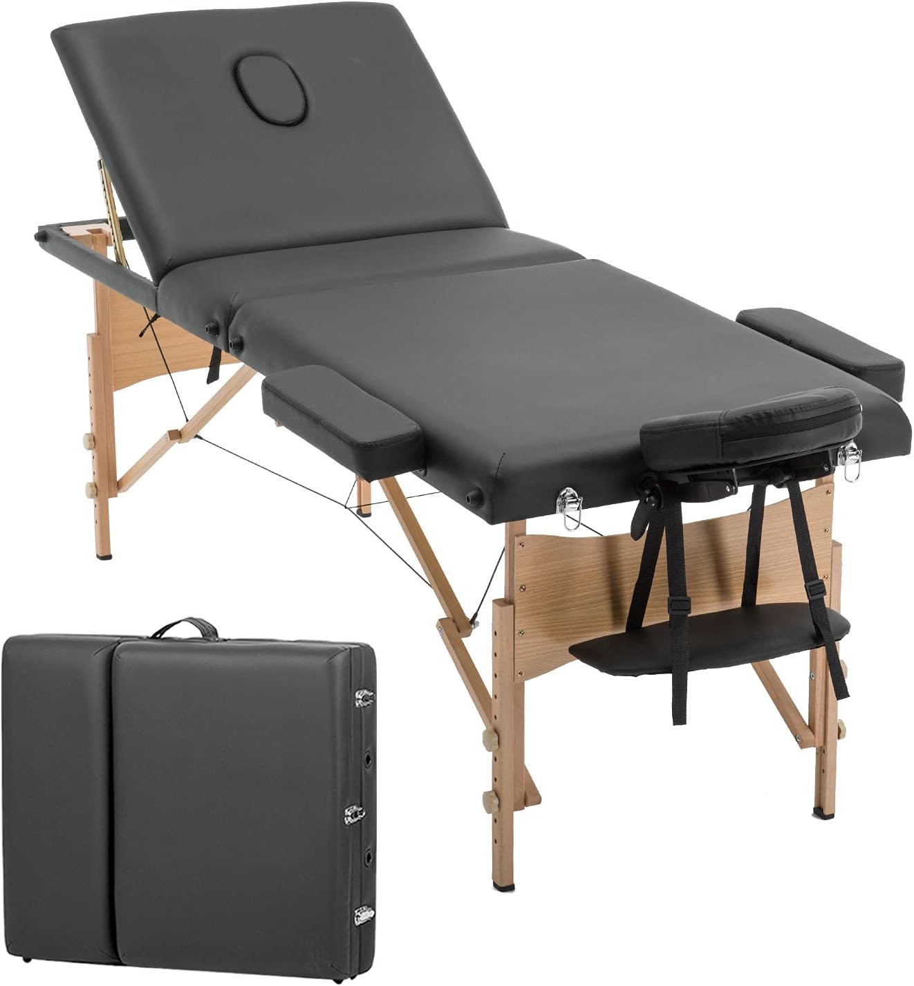 Massage Table Portable Massage Table Spa Bed 84 Inch 3 Fold Lash Bed Adjustable Height Salon Bed Portable Facial Table with Carrying Travel Case