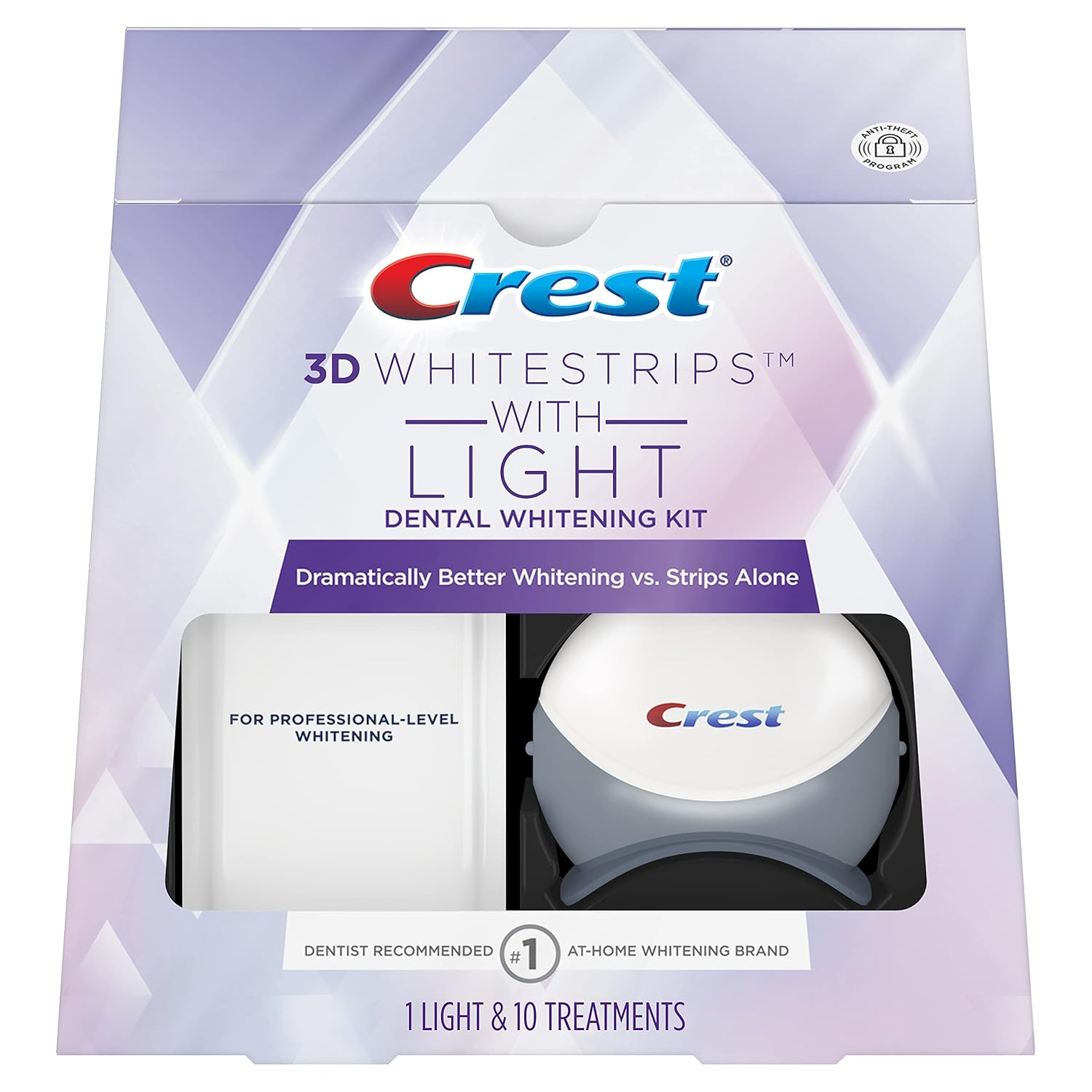 Crest 3D Whitestrips with Light, Teeth Whitening Strip Kit, 20 Strips (10 Count Pack) Pack of 2