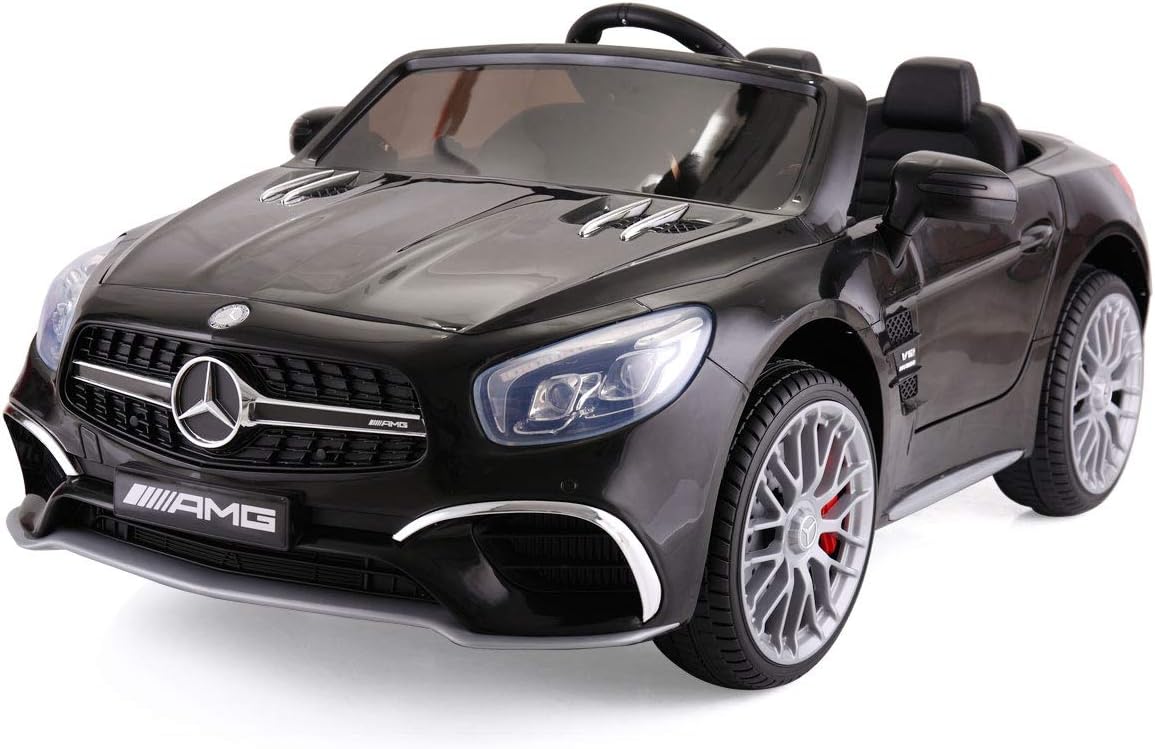 TOBBI 12V Electric Ride On Licensed Benz Kids Car Battery Powered Cars for Kids with Remote Control, 2 Powerful Motors, LED Lights, MP3 Player/USB Port/TF Interface, Black