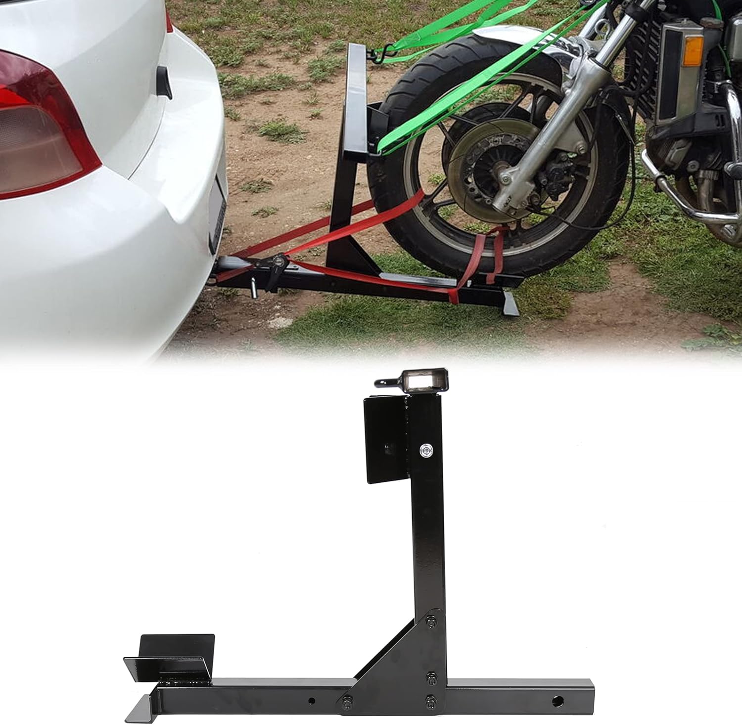 HECASA Motorcycle Trailer Carrier Tow Hitch Rack Motorcycle Carrier Black