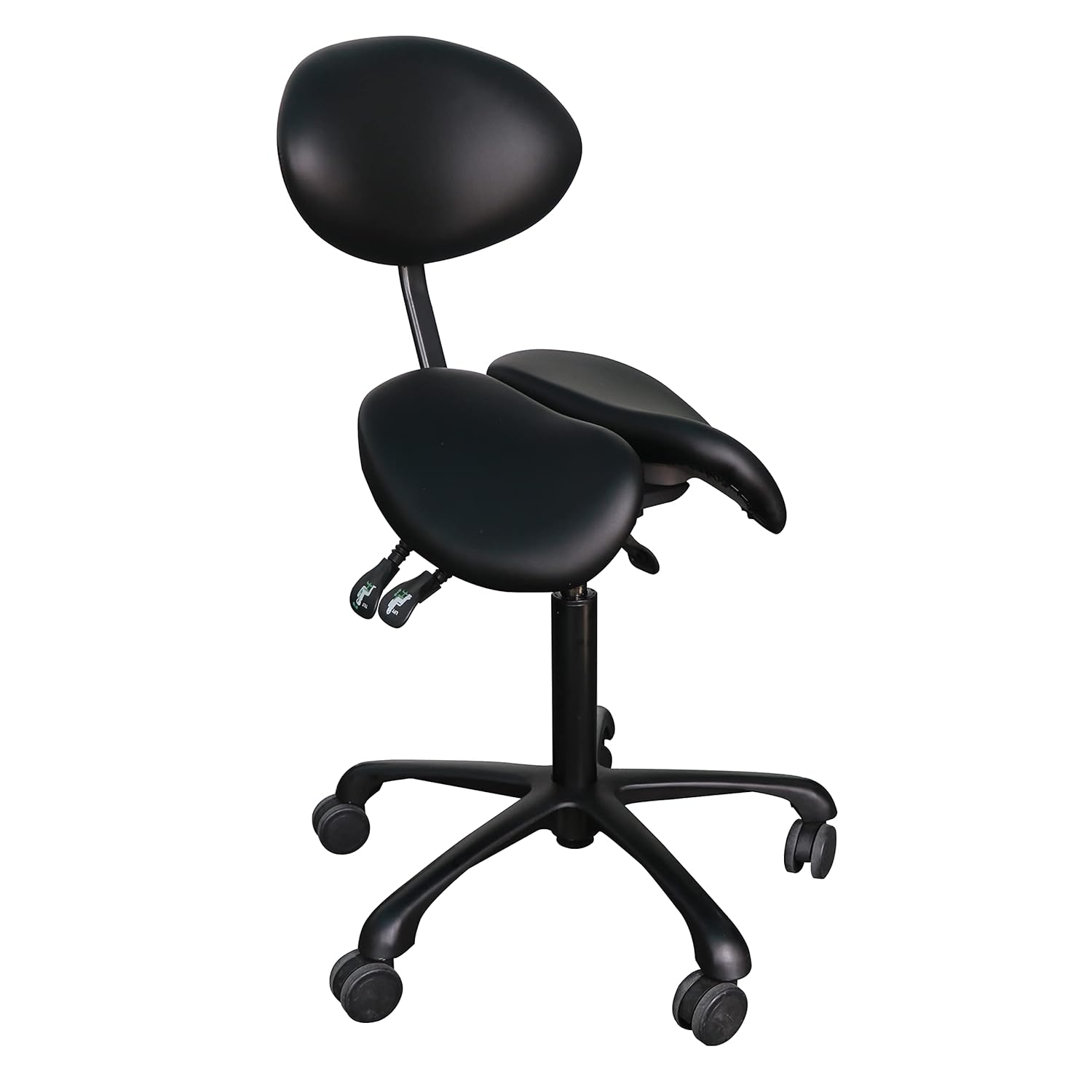 JMU Ergonomic Saddle Stool, Split Seat Saddle Stool Chair with Adjustable Backrest and Height for Dental, Lab, Salon Massage, Home and Office (Navy Blue)