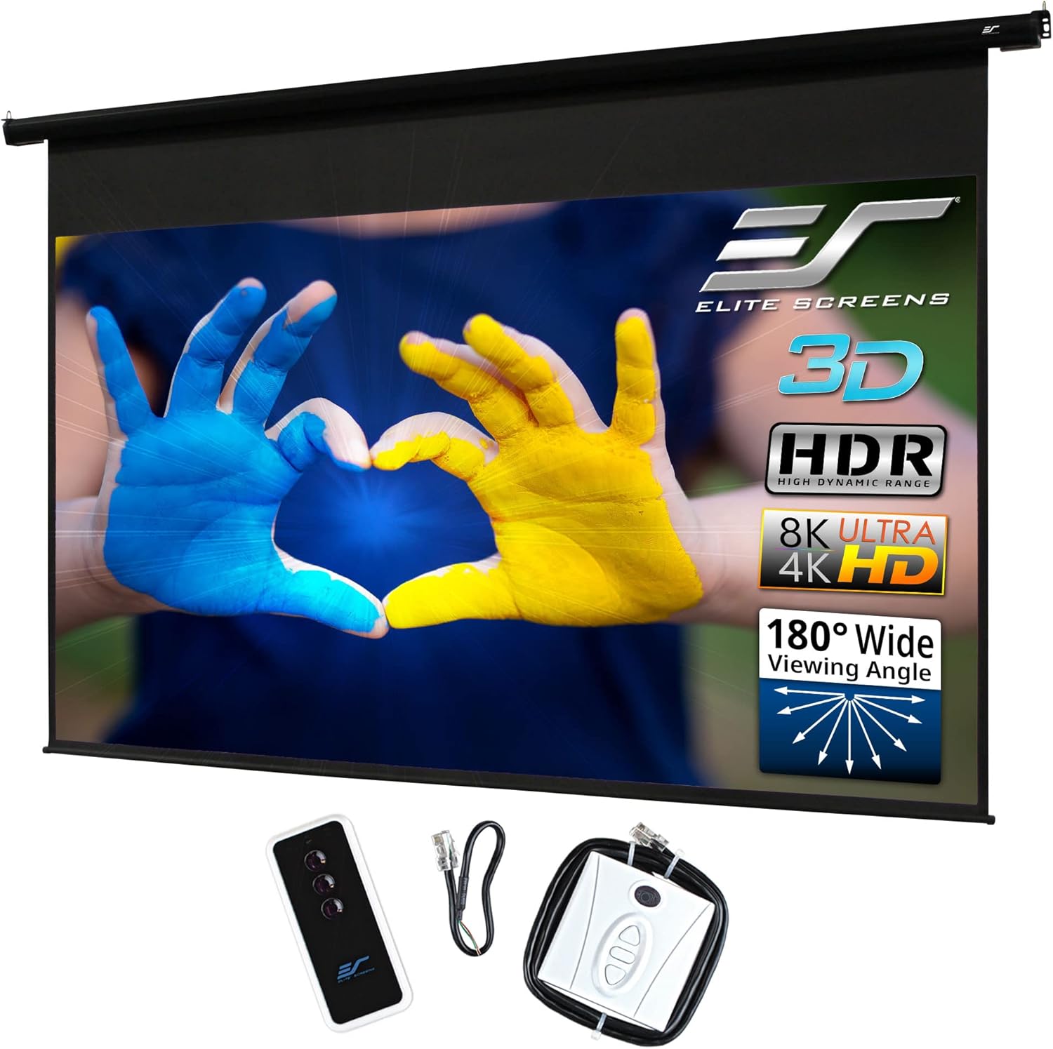 Elite Screens Spectrum Electric Motorized Projector Screen with Multi Aspect Ratio Function Size 100 inch Diag 16:9 to 95