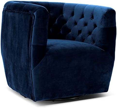 ASHCROFT Rose Mid-Century Modern Tufted Back Velvet Swivel Chair in Orange