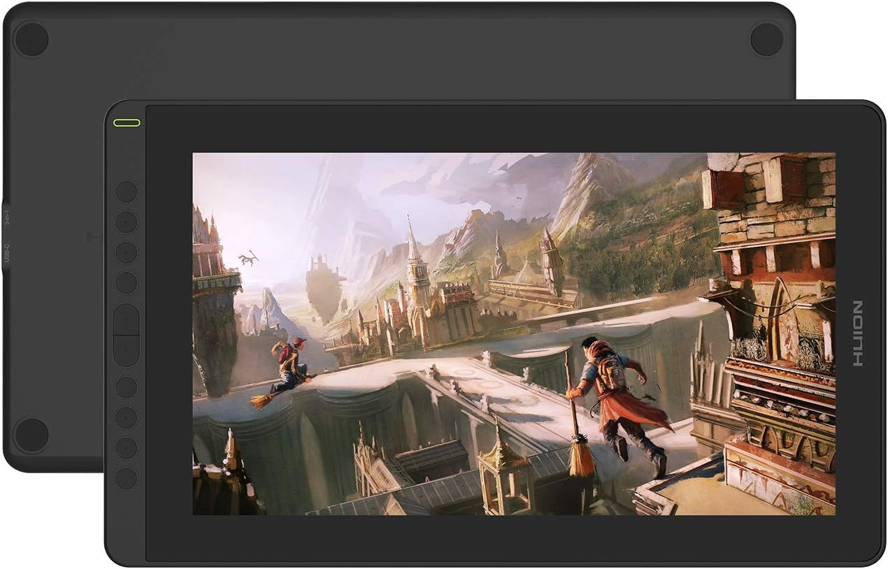 2021 HUION KAMVAS 16 Graphics Drawing Tablet with Full-Laminated Screen Anti-Glare 10 Express Keys Android Support Battery-Free Stylus 8192 Pen Pressure Tilt 15.6 Inch (Black)