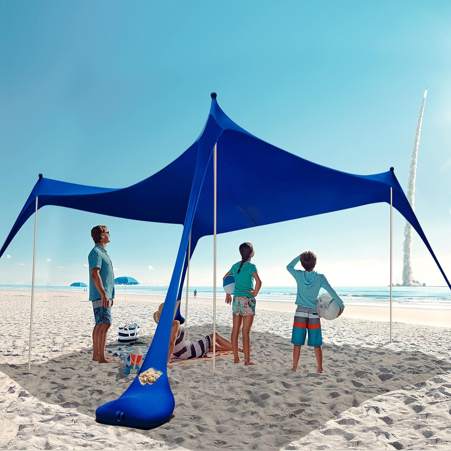 2022 Upgraded Beach Tent, HARBLAND 10X10 FT UPF50+ Beach Canopy with 8 Tent Stakes, 4 Camping Ropes, Carry Bag for Outdoor, Adult and Baby(4 Thickened Tip Poles, 4-8 People)
