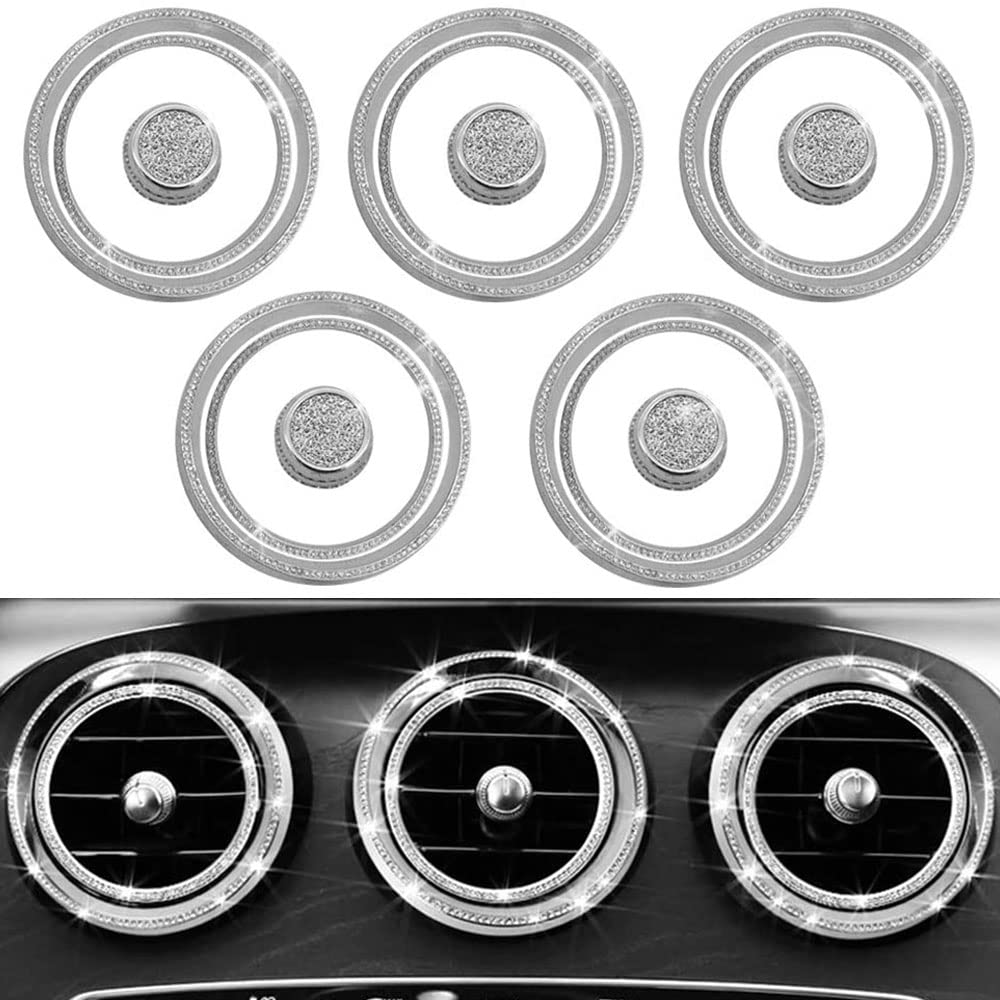 Jfsotls Compatible Mercedes Benz Accessories C GLC Class W205 X253 AMG Air Vent Cover Bling Trim Sticker Interior Custom Parts Interior Panel Rhinestone Zinc Alloy Silver Double Sided Tape 15Pieces