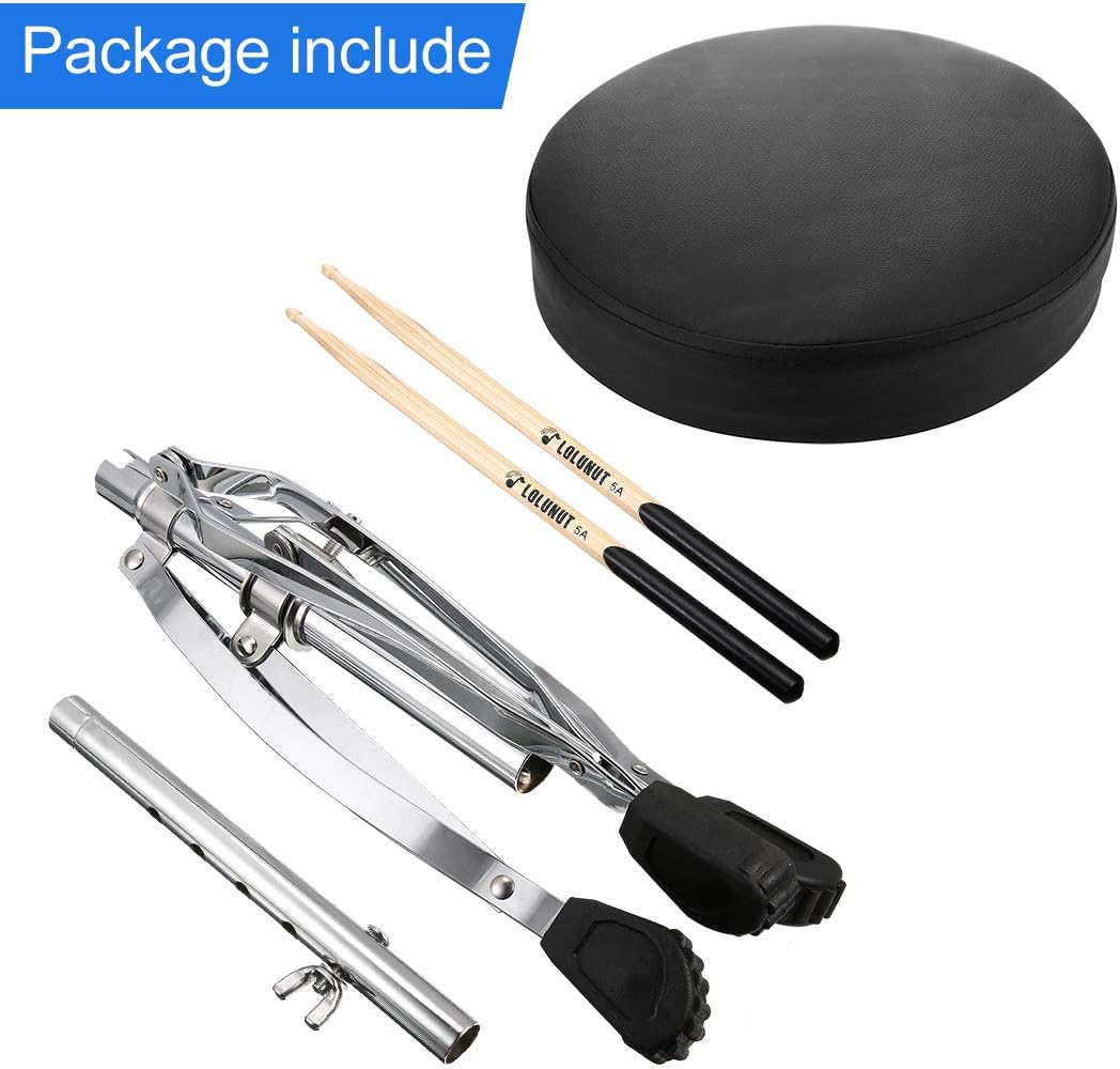 Drum Throne,Adjustable Height Tripod Stools,Portable Folding Padded with 5A Drum Sticks,Double Braced Anti-Slip Feet Seat for Kids and Adults Pack of 2