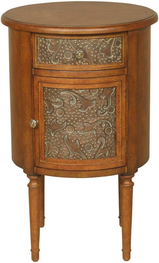 Walnut Round Storage Accent Table - 4281