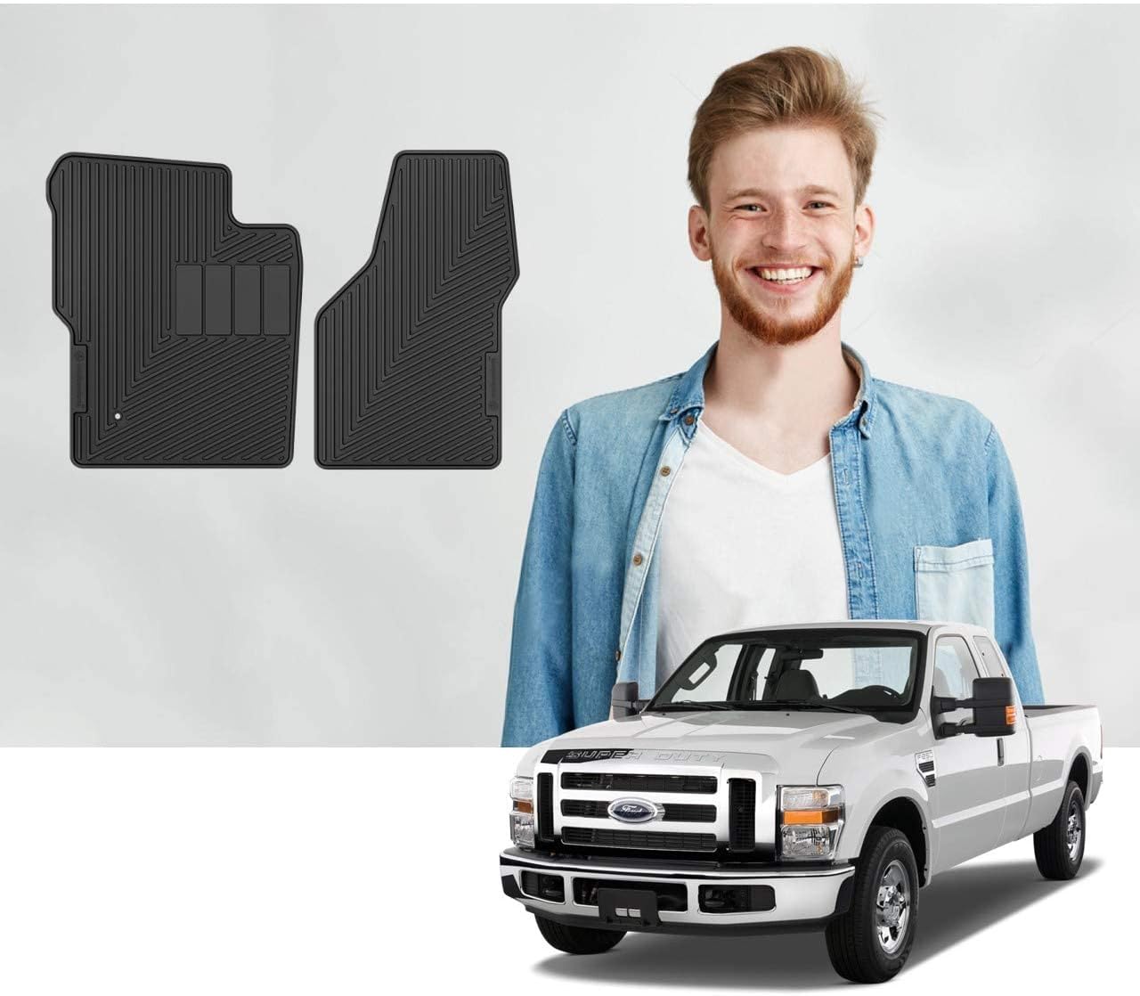 Road Comforts Custom Fit Ford F-Series 1999 2000 2001 2002 2003 2004 2005 2006 2007 2008 2009 2010 F-250/F-350/F-450/F-550 Car Floor Mats - Protect Floor from Water - Front Row Only (2pcs) (Black)