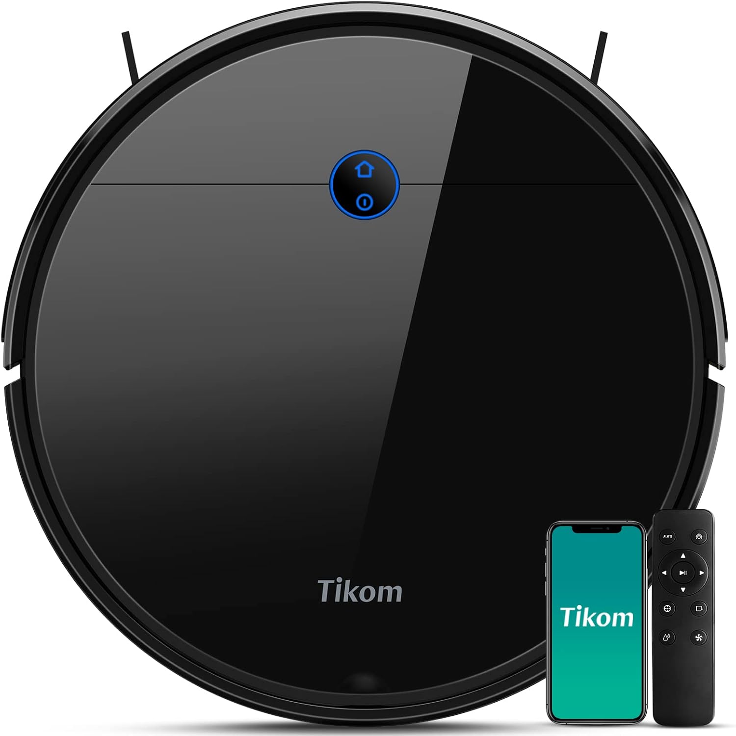 Tikom Robot Vacuum Cleaner, 2700Pa Robotic Vacuums with Self-Charging, Good for Pet Hair, Carpets, Hard Floors, Black