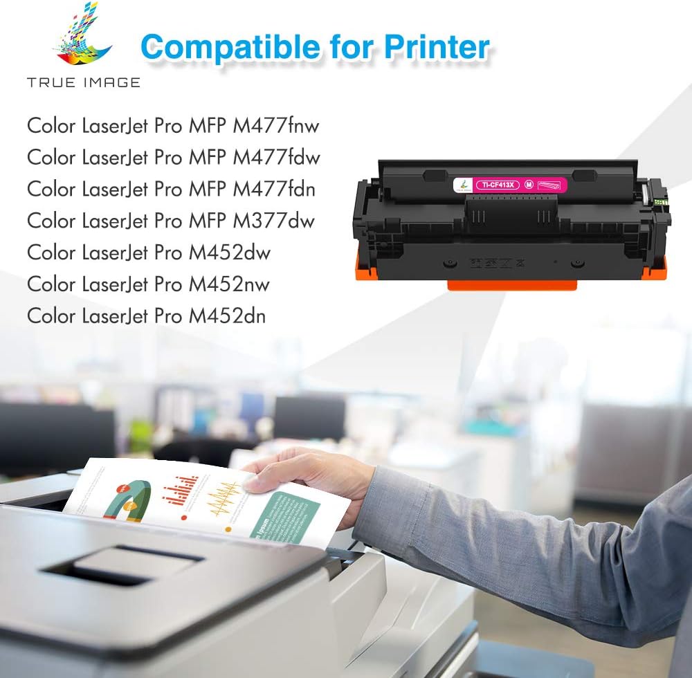 TRUE IMAGE Compatible Toner Cartridge Replacement for HP 410X CF410X CF411X CF412X CF413X to use with Color Pro MFP M477fdw M477fdn M477fnw Pro M452dn M452nw M452dw Printer Toner Ink (4 Pack) Pack of 2