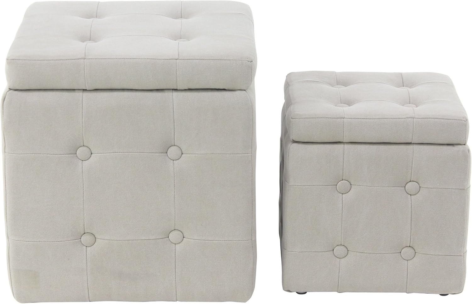 Deco 79 Modern Wood and Cotton Storage Stools, 16